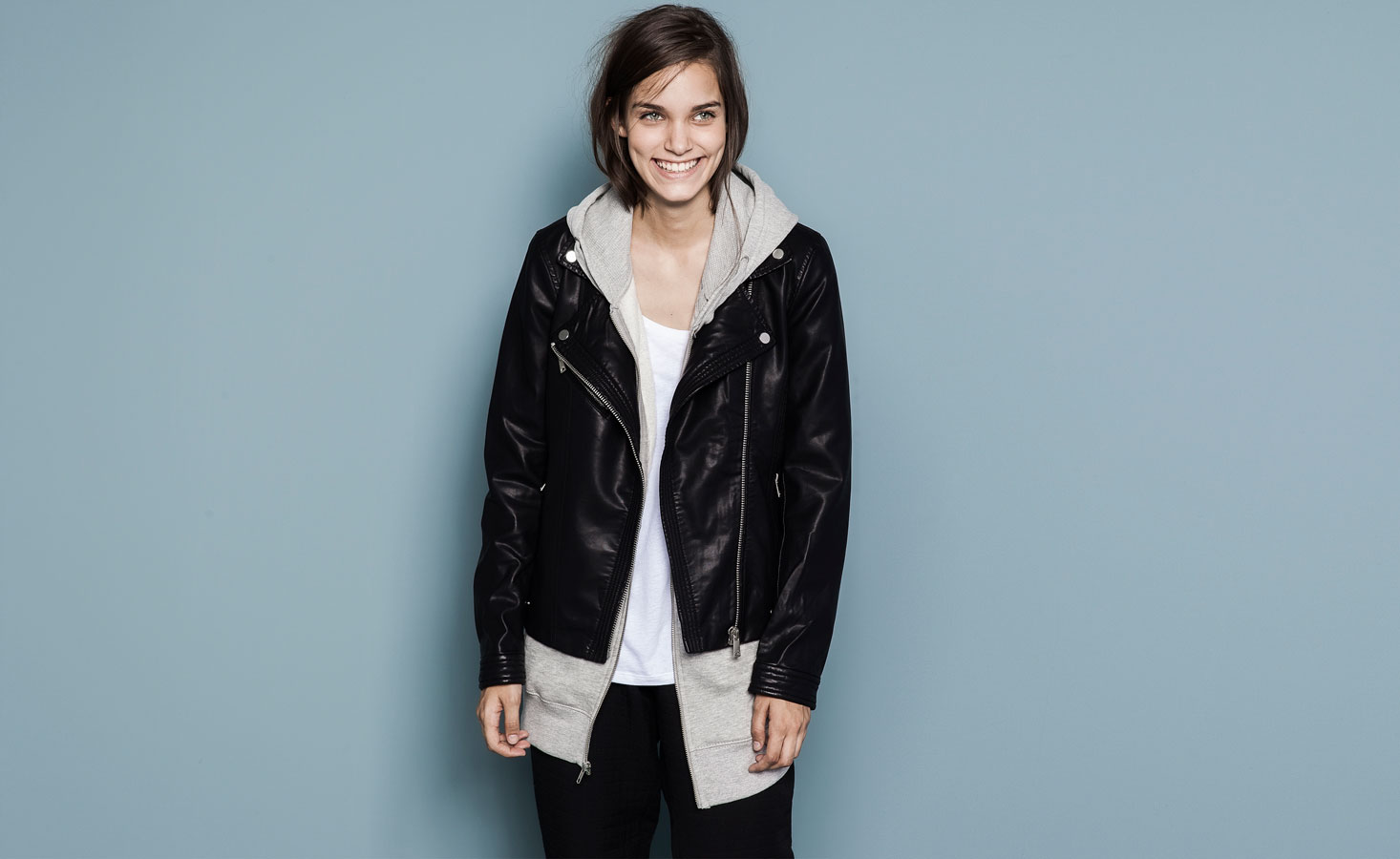 Pull&Bear - woman - blazers &amp; jackets - faux leather biker jacket - black - 09715324-I2014