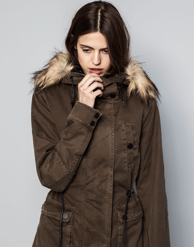 Pull&Bear - mujer - abrigos y chaquetones - parka interior desmontable - kaki - 09715326-I2014