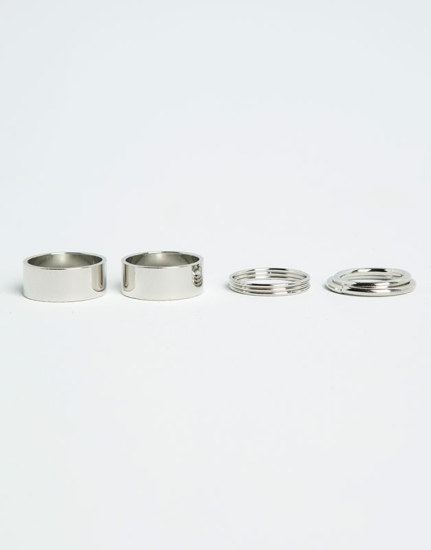 Pull&Bear - woman - jewellery - pack of 7 basic rings - silver - 09996321-I2014