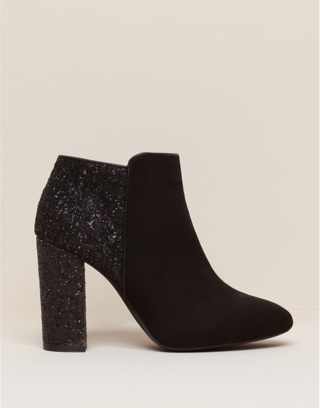 Pull&Bear - footwear - new products - high heel glitter ankle boots - black - 15305011-I2015