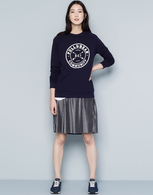 Pull&Bear - mulher - sweatshirts - sweatshirt logótipo - azul escuro - 05590343-V2015
