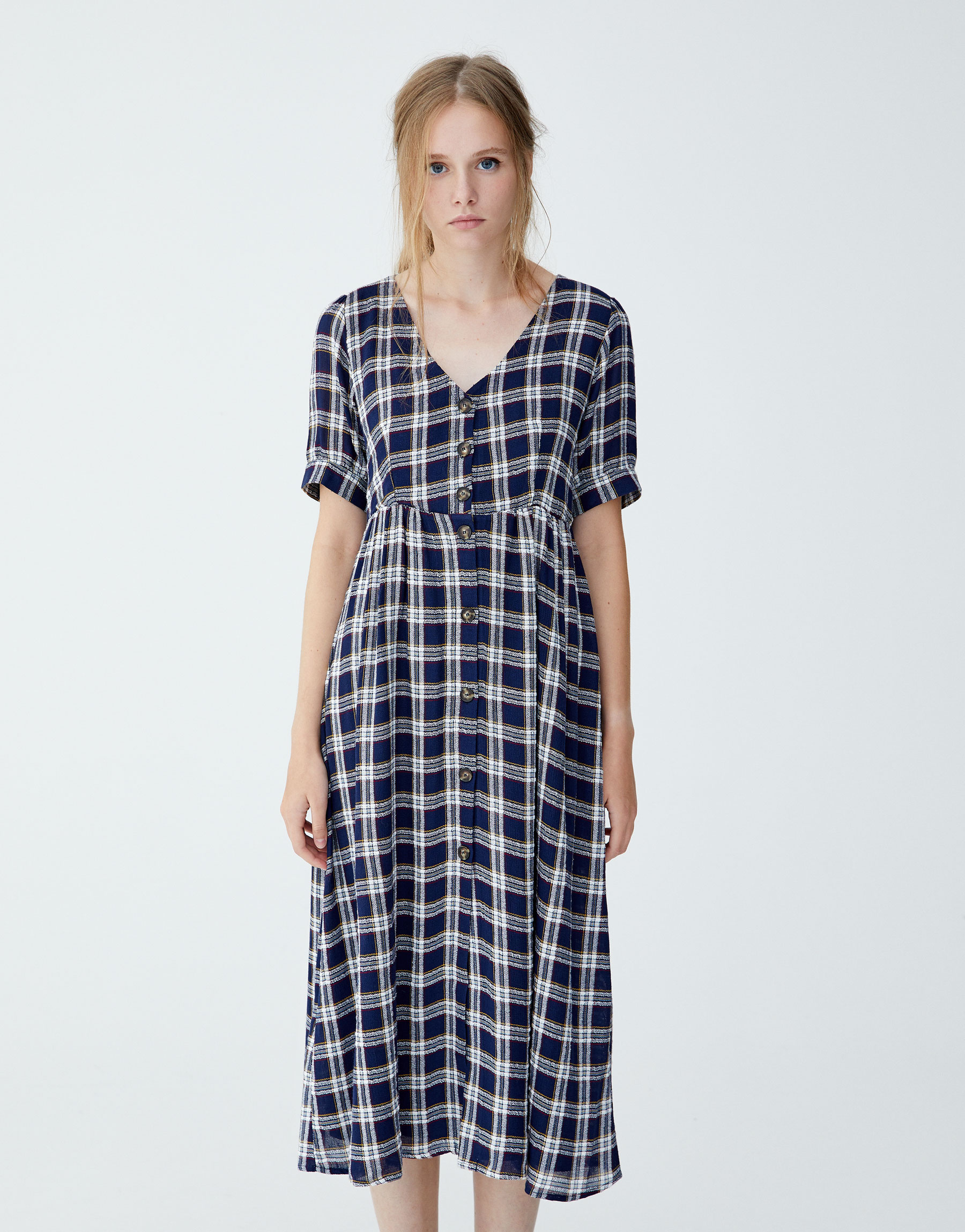 checked midi dress