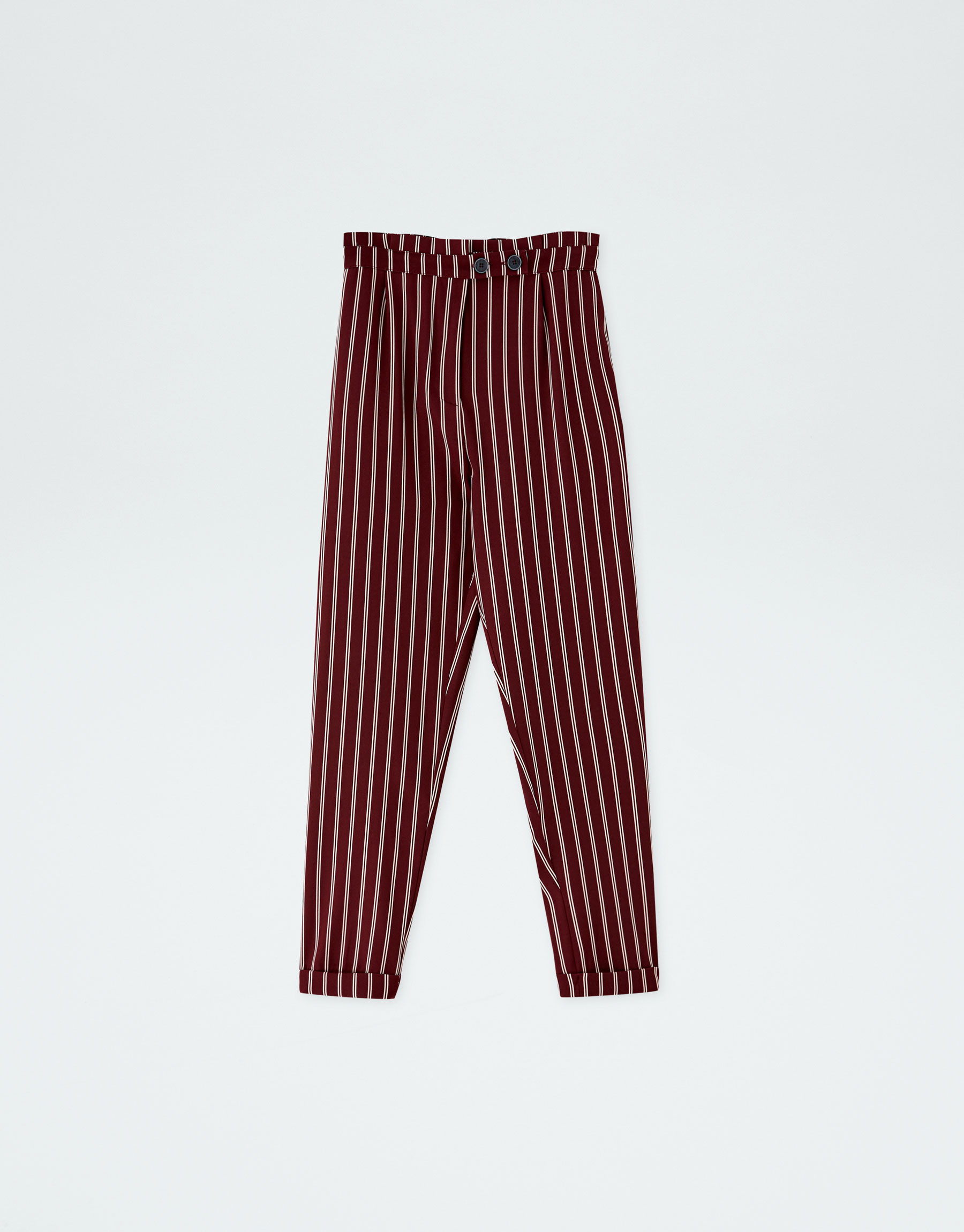 striped paperbag trousers