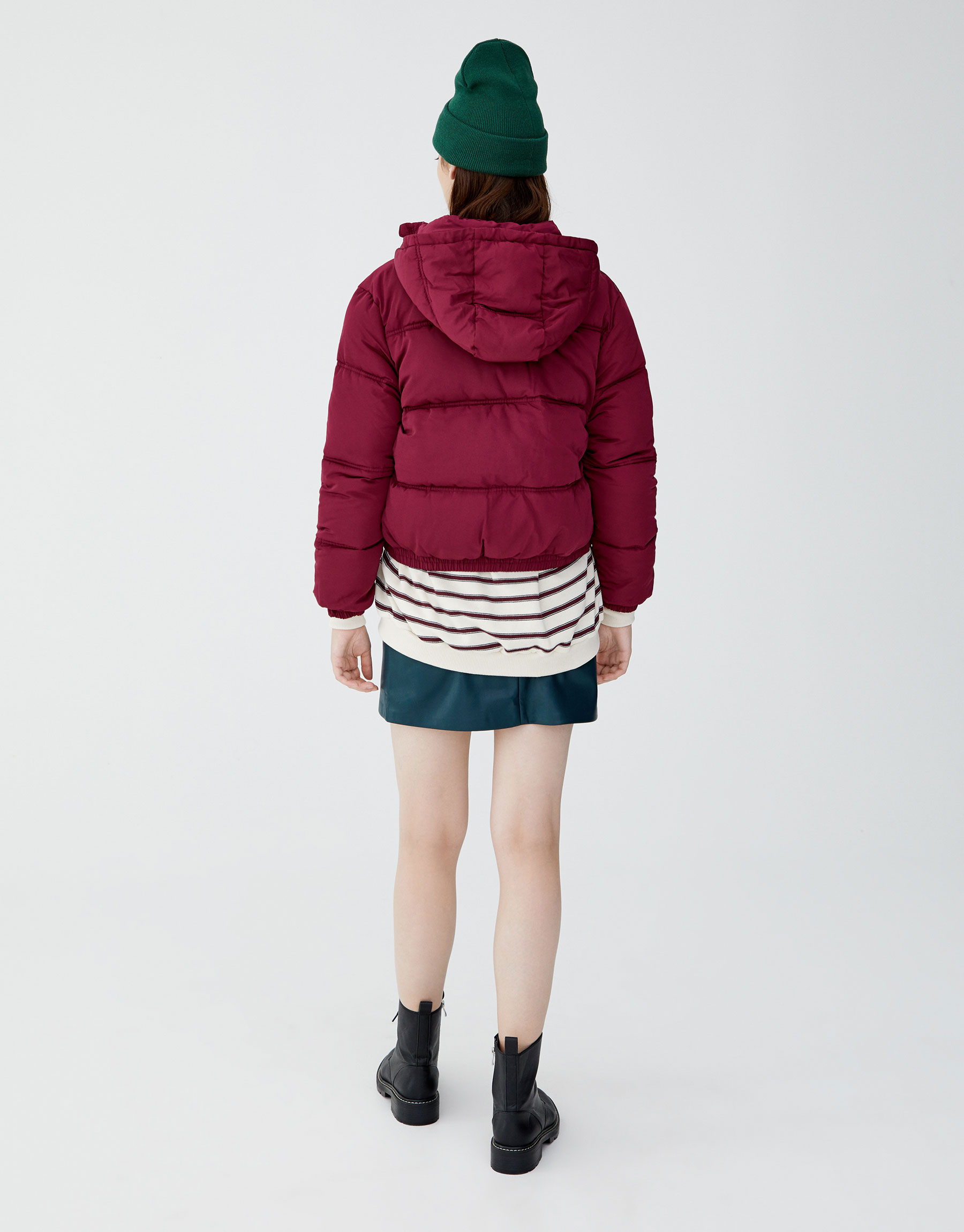 pull and bear quilted jacket with hood