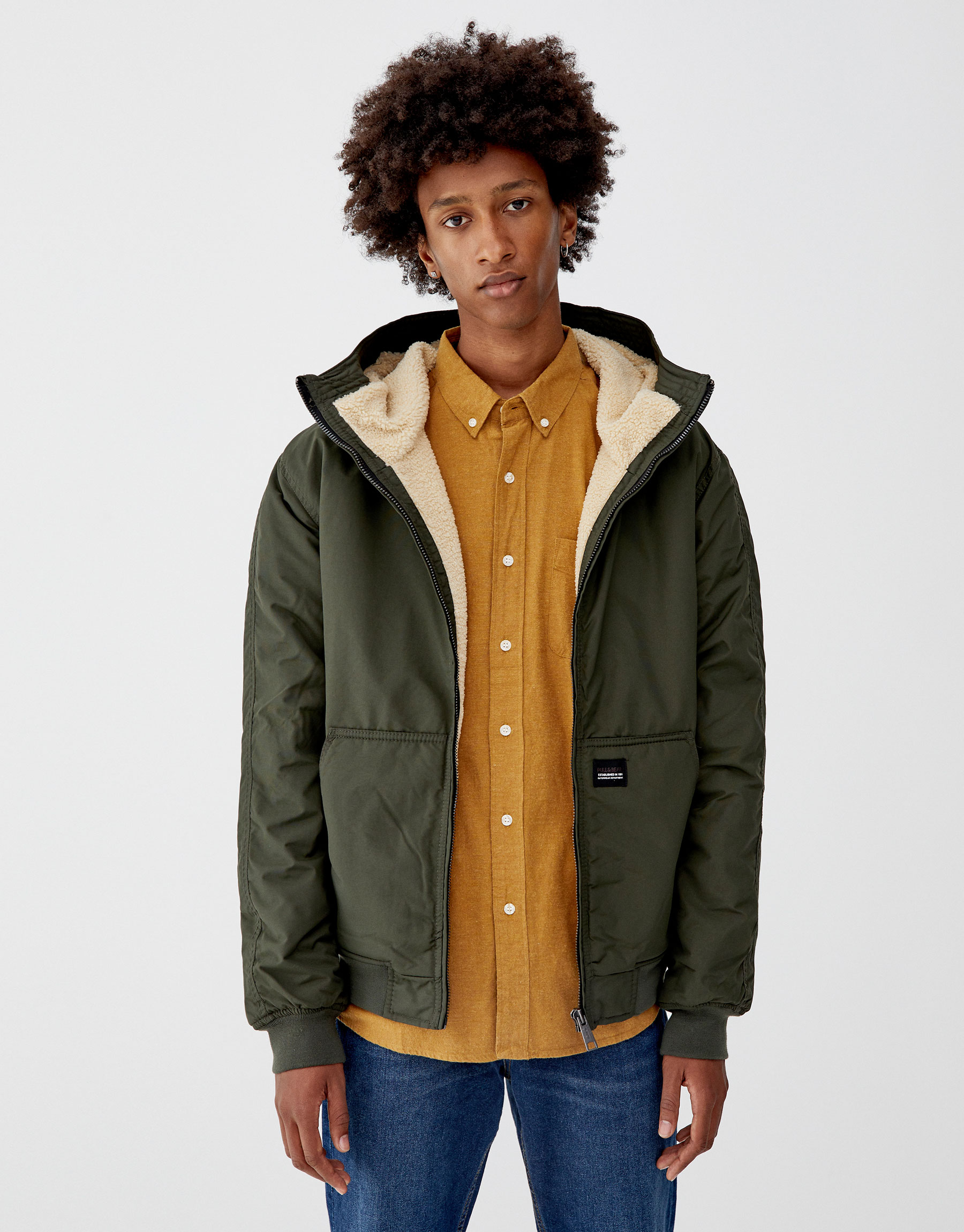 pull and bear quilted jacket with hood