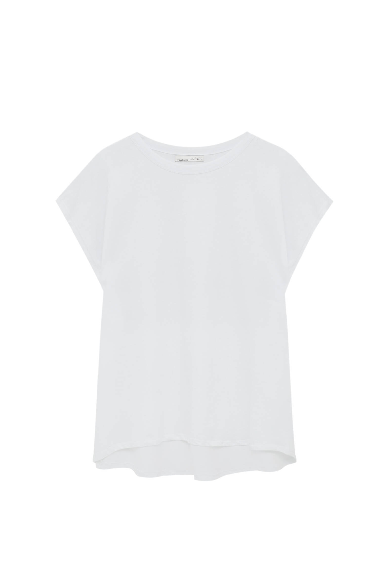 Pull&bear Femme T-shirt Basique Sans Manches à Col Rond Et Bas Asymétrique. Blanc M