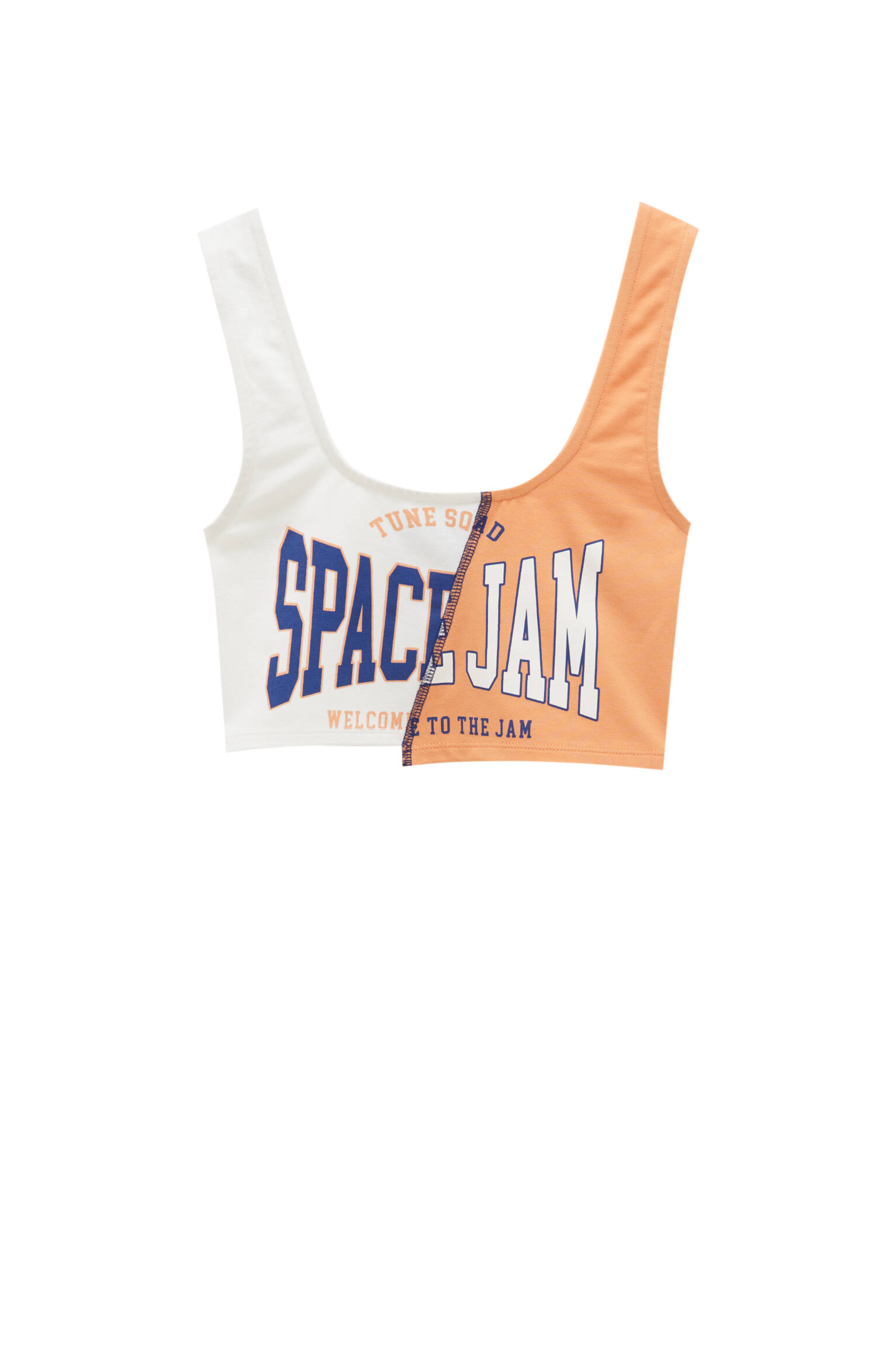 Pull&bear Femme Top Court Space Jam Color Block à Bretelles Et Inscription Contrastante. Orange S