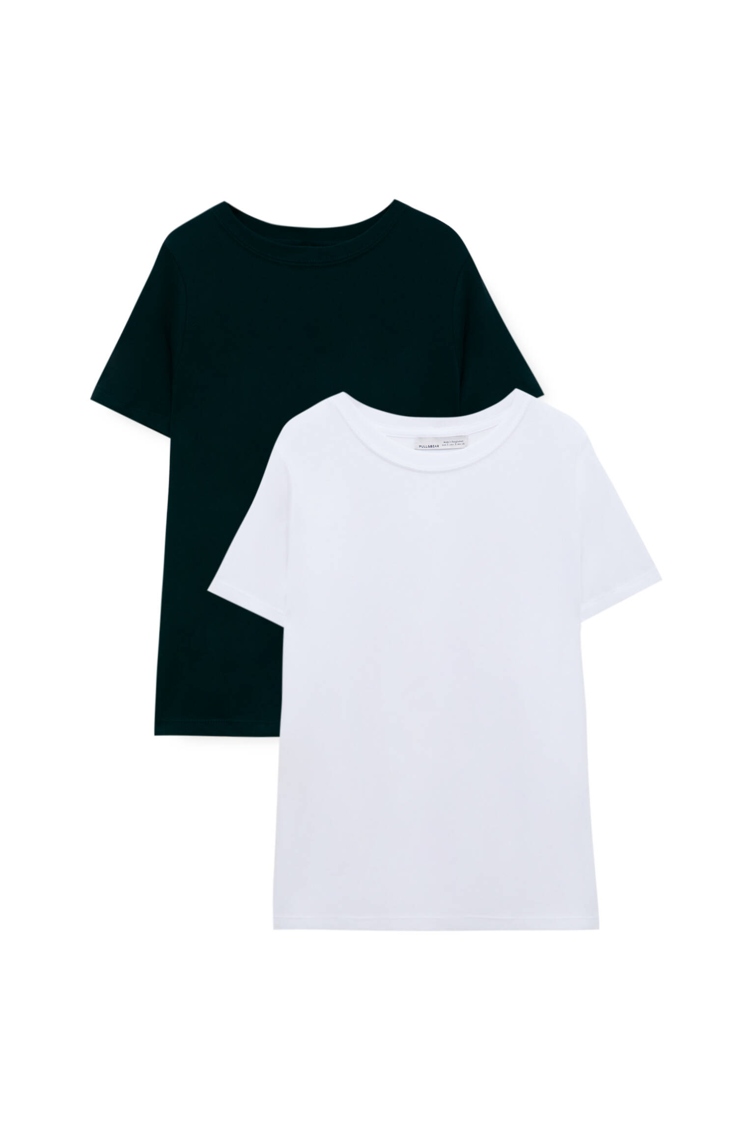 Pull&bear Femme Lot De Deux T-shirts Basiques En Coton à Col Rond Et Manches Courtes Blanc Xs