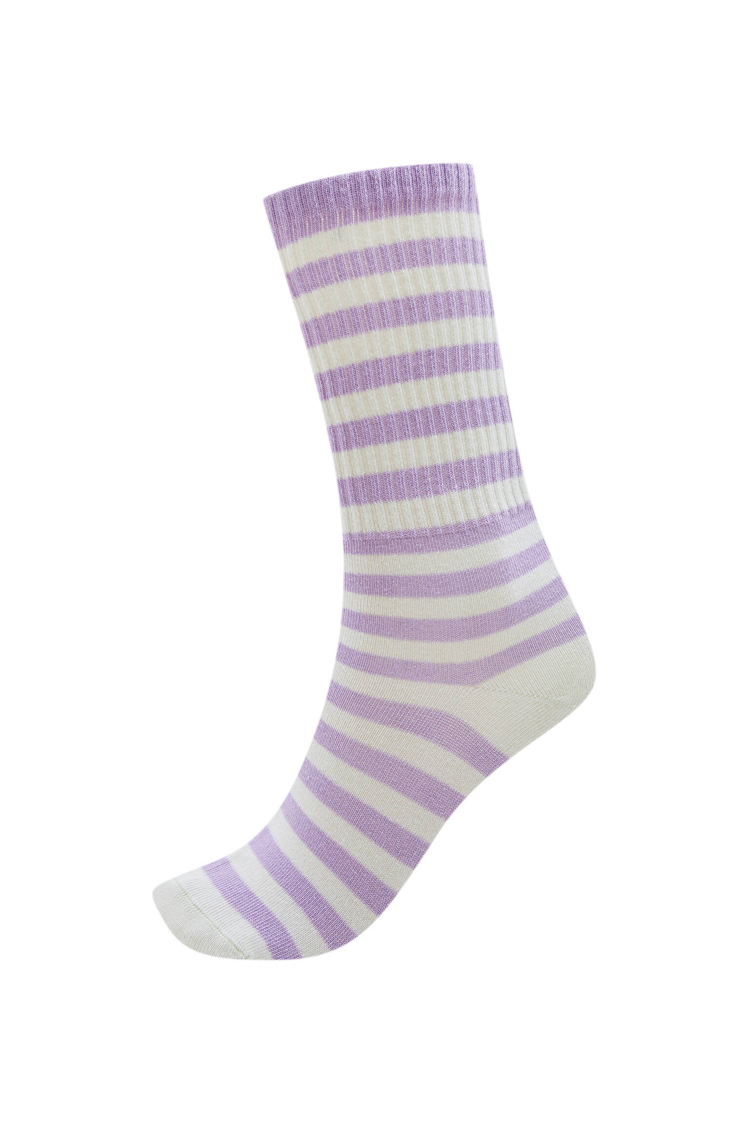 Pull&bear Femme Chaussettes Montantes à Rayures All Over. Lilas M