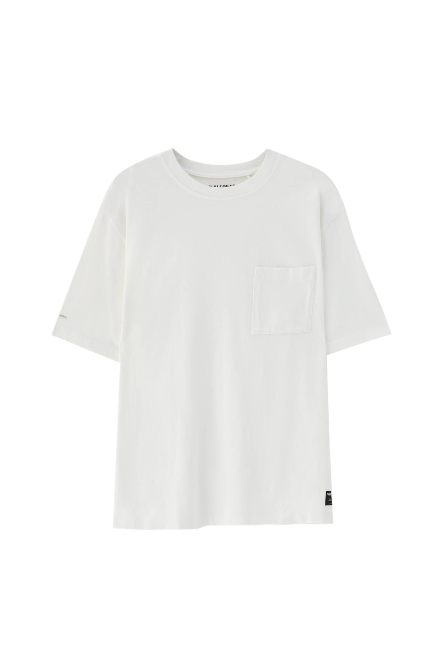 Pull&bear Homme T-shirt Oversize En Coton Premium, à Manches Courtes Et Col Rond. Blanc L