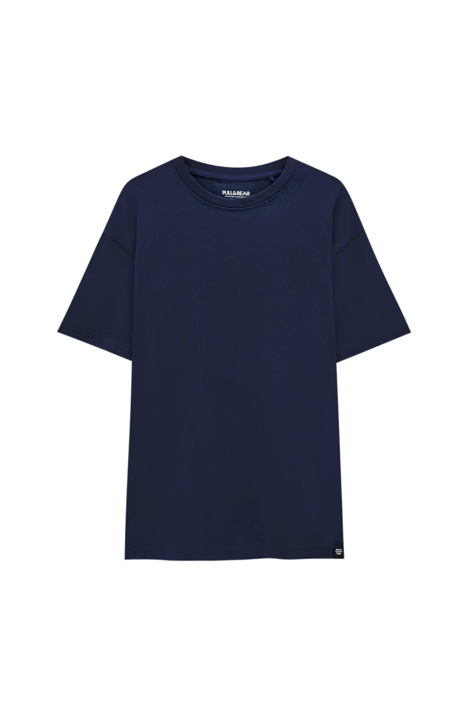 Pull&bear Homme T-shirt Relaxed Fit Oversize En Coton Premium, à Manches Courtes Et Col Rond, Disponible En Plusieurs Couleurs. Bleu Marine L