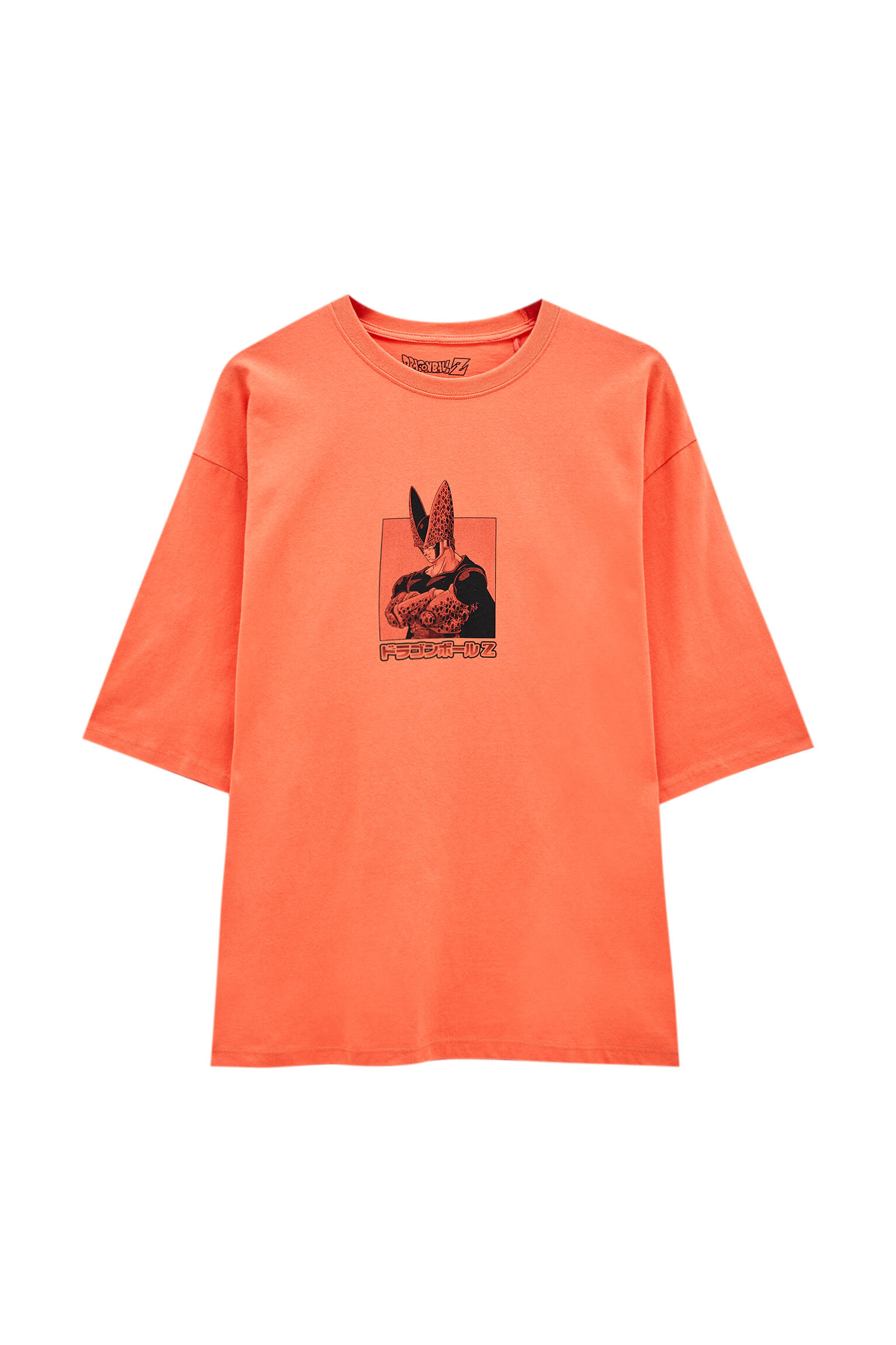 Pull&bear Homme T-shirt Licence Dragon Ball Orange 100 % Coton à Manches Courtes Et Col Rond, Avec I