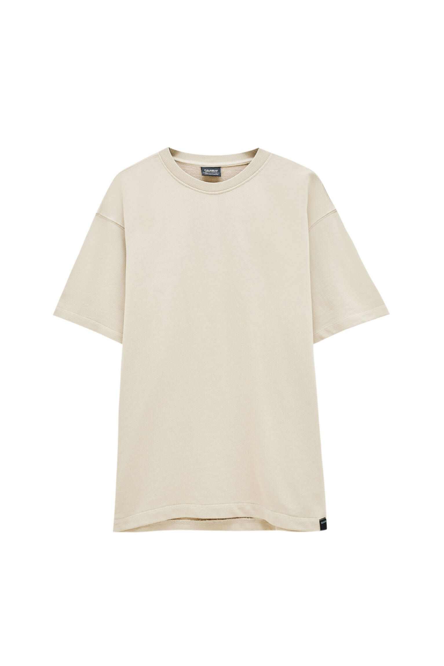 Pull&bear Homme T-shirt Basique En Coton Premium, à Manches Courtes Et Col Rond, Disponible En Plusieurs Couleurs. Beige Xs