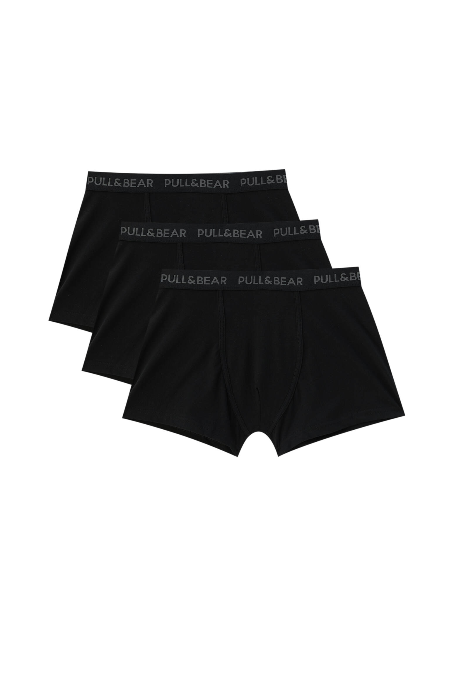 Pull&bear Homme Lot De Trois Boxers En Tissu élastique Avec Logo Contrastant à La Taille. Noir L