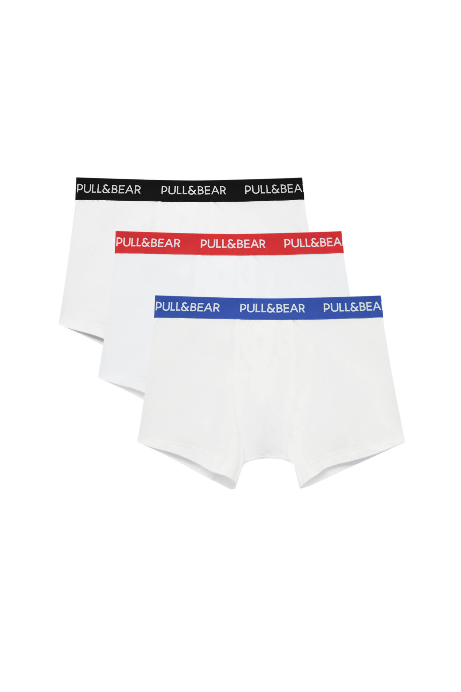 Pull&bear Homme Lot De Trois Boxers Blancs, à Taille Colorée Contrastante Et Avec Logo. Divers S