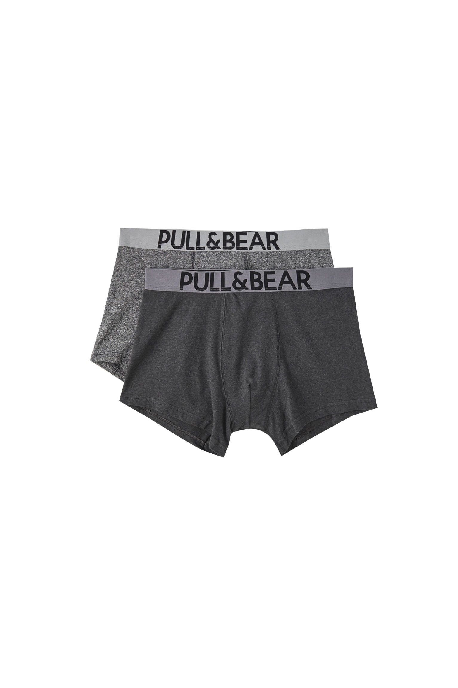 Pull&bear Homme Lot De Deux Boxers En Tissu Chiné à Taille élastique Avec Logo. Gris M