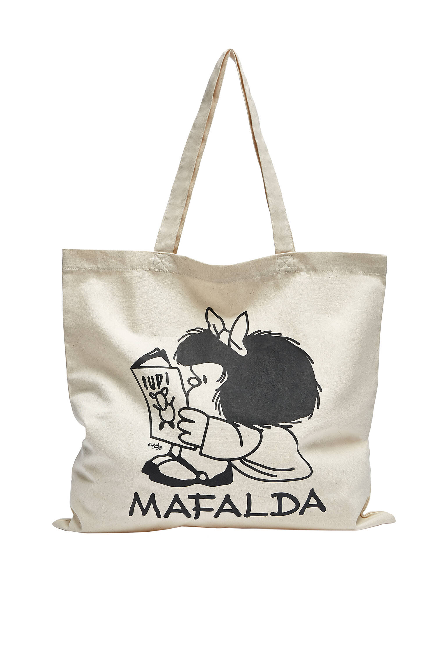 Pull&bear Femme Sac Cabas Mafalda En Tissu Avec Illustration Du Personnage Au Milieu Et Bandoulière.