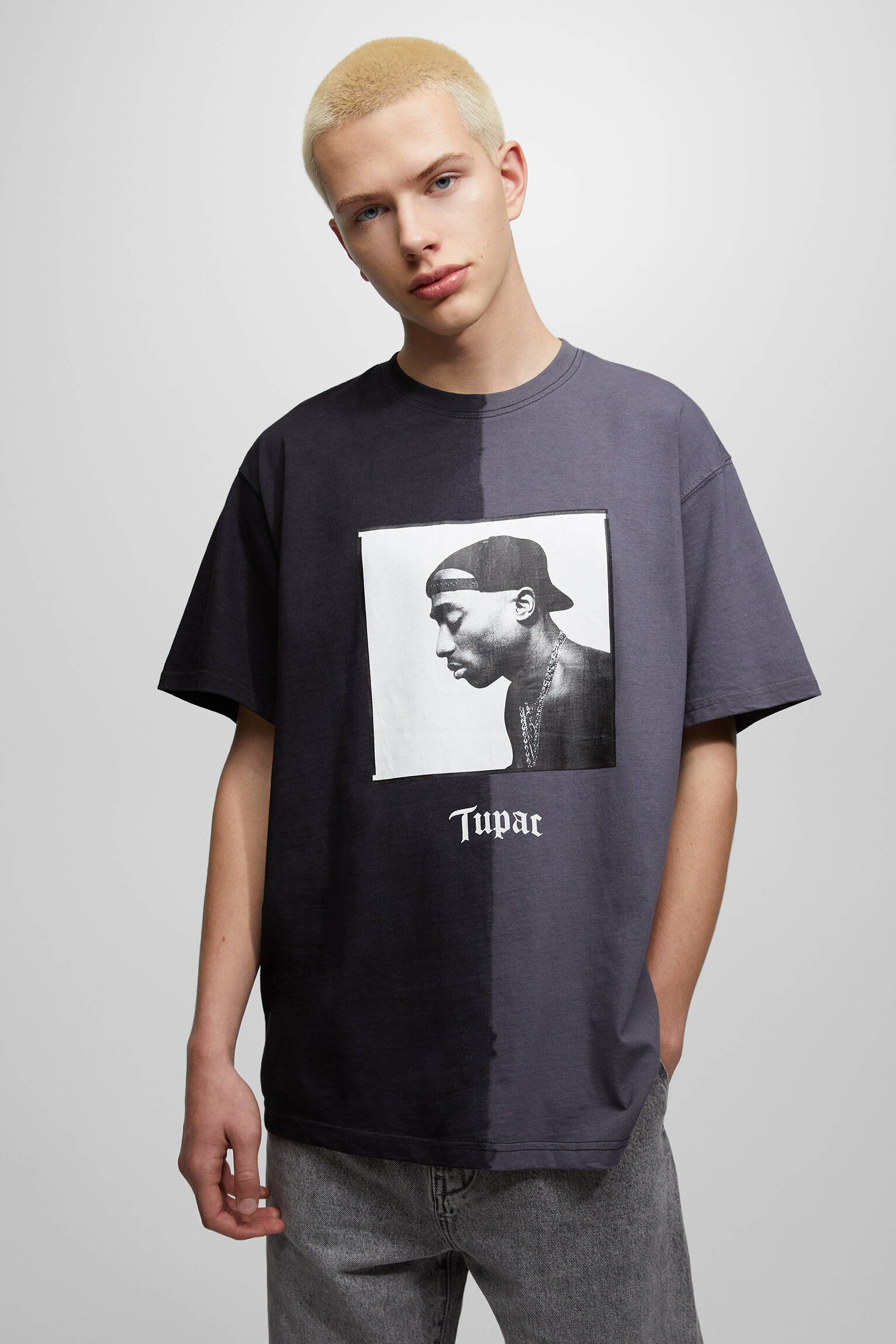T-Shirt Color Block Imprimé Tupac