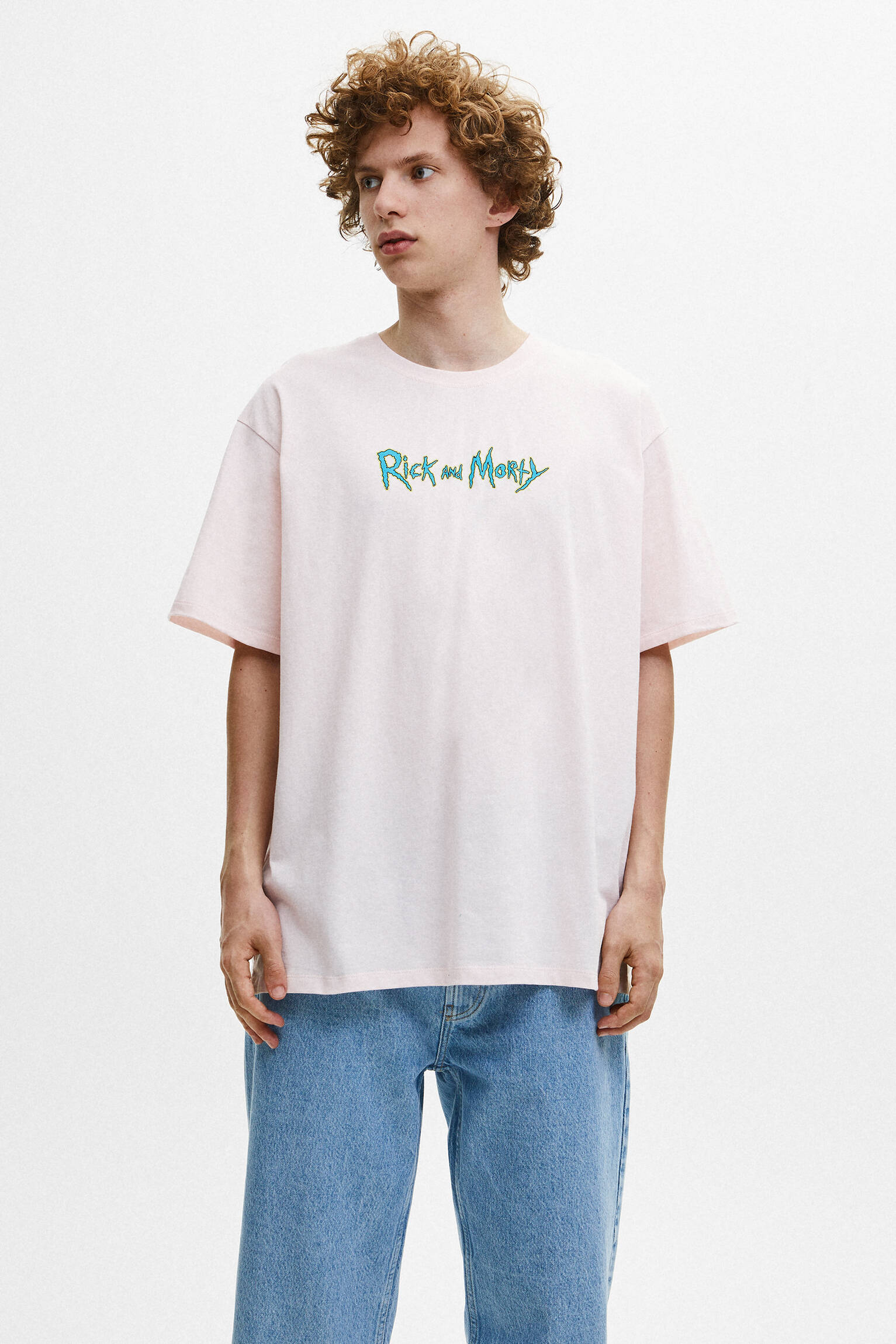 T-Shirt Rose Imprimé Rick Et Morty