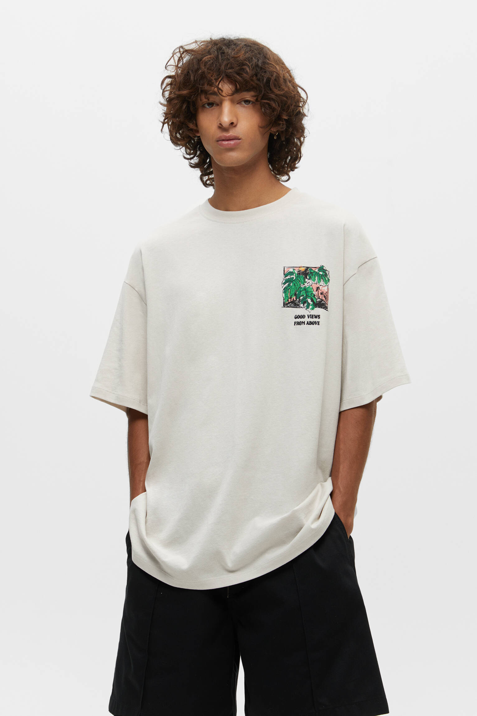 T-Shirt Manches Courtes Imprimé Tropical