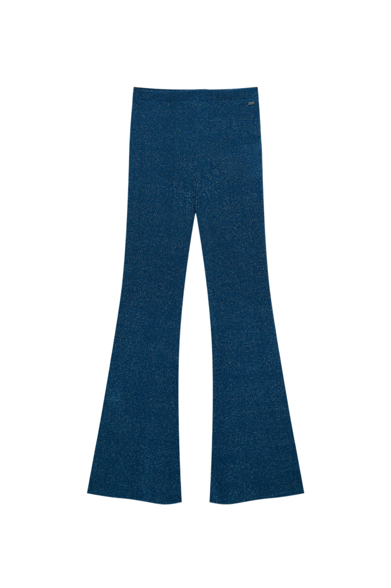 Pull&bear Femme Pantalon évasé Bleu En Tissu Brillant Légèrement Extensible. Bleu Acier Xs