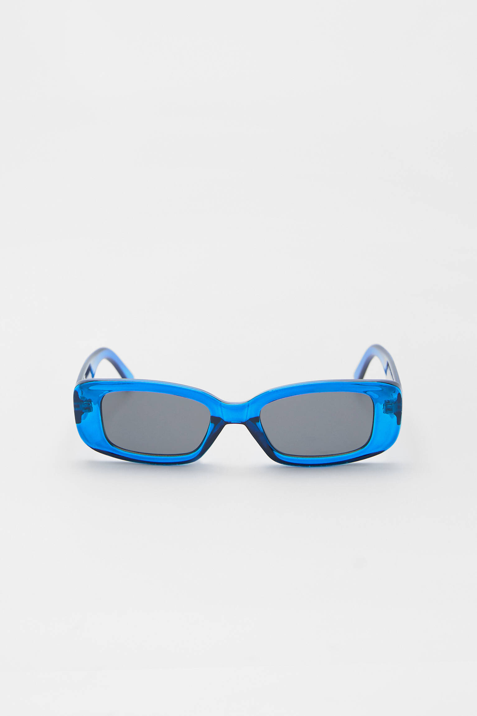 lunettes de soleil rectangulaires monture bleue