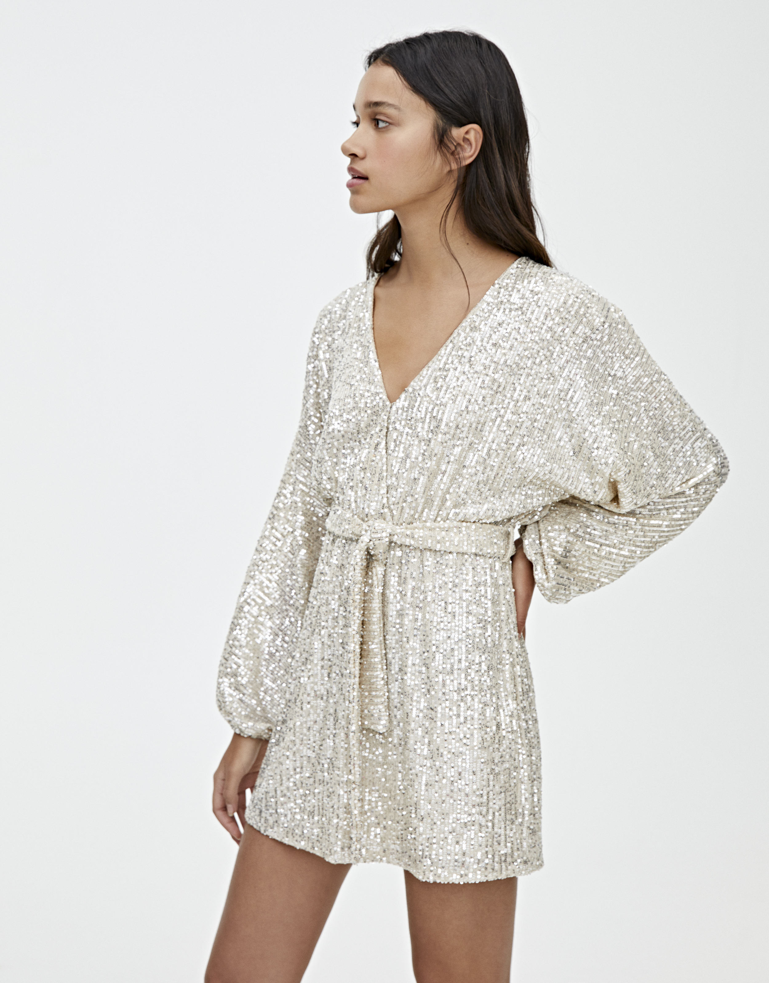 robe paillette pull and bear