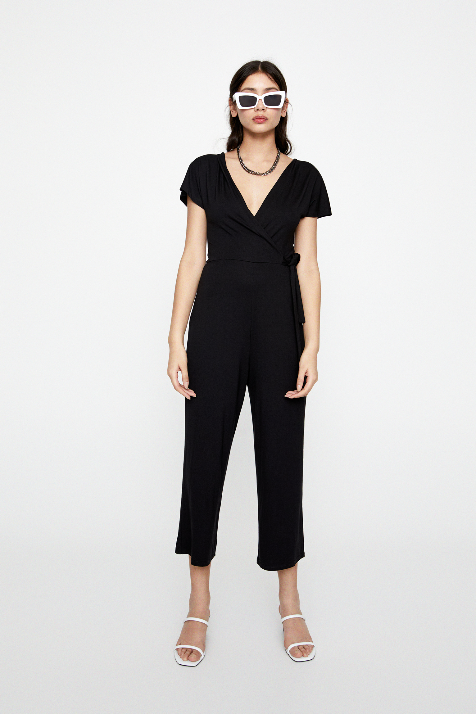 Pull and bear black jumpsuit Clearance