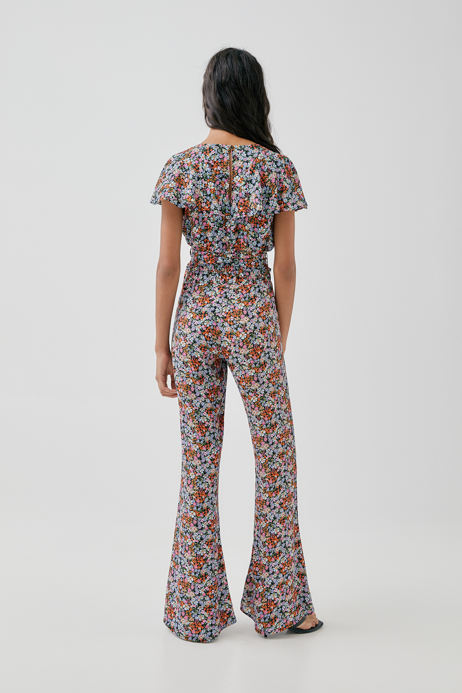 flared print trousers