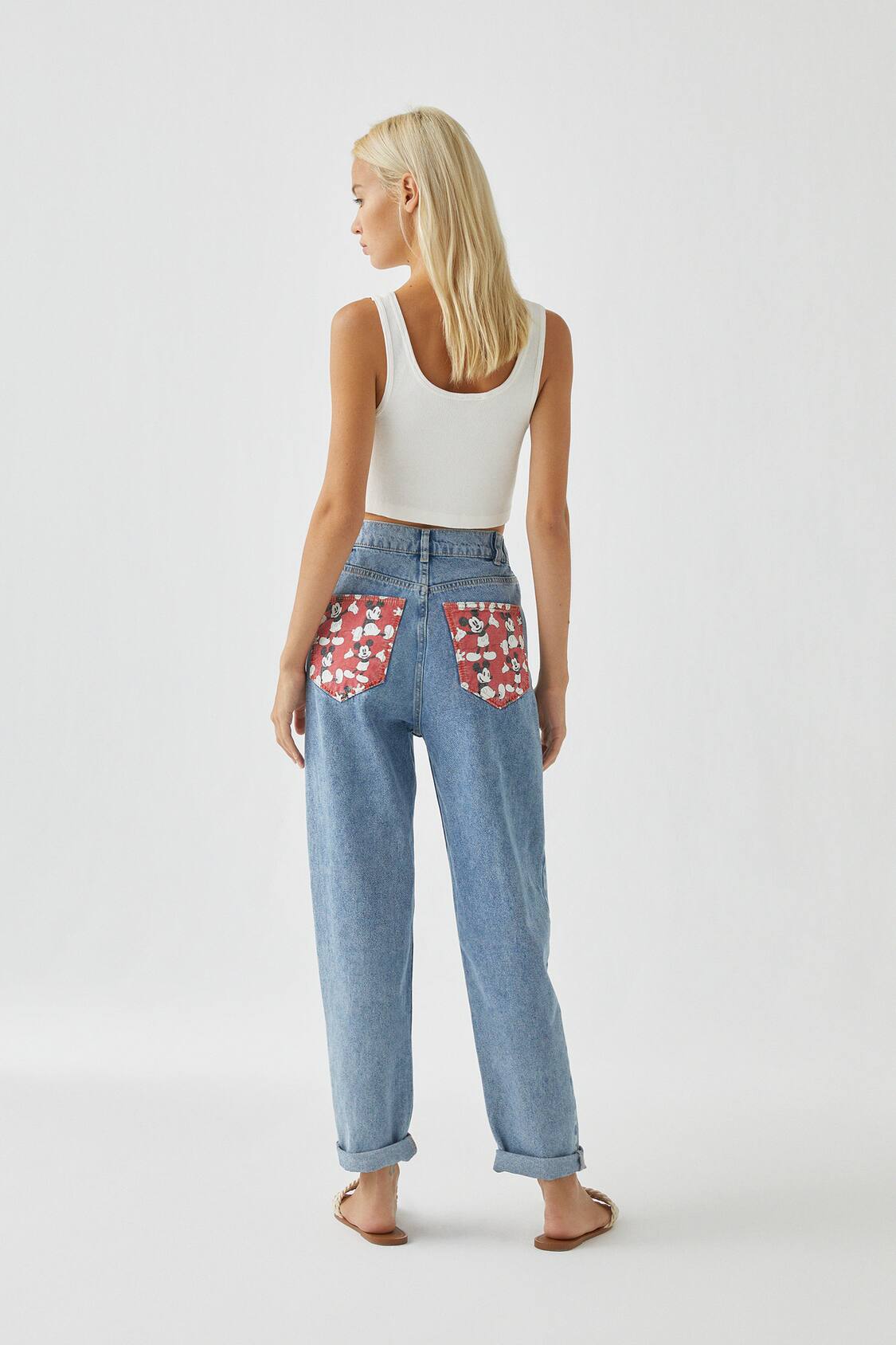 Jeans Mickey Mouse Mom Fit Pull Bear