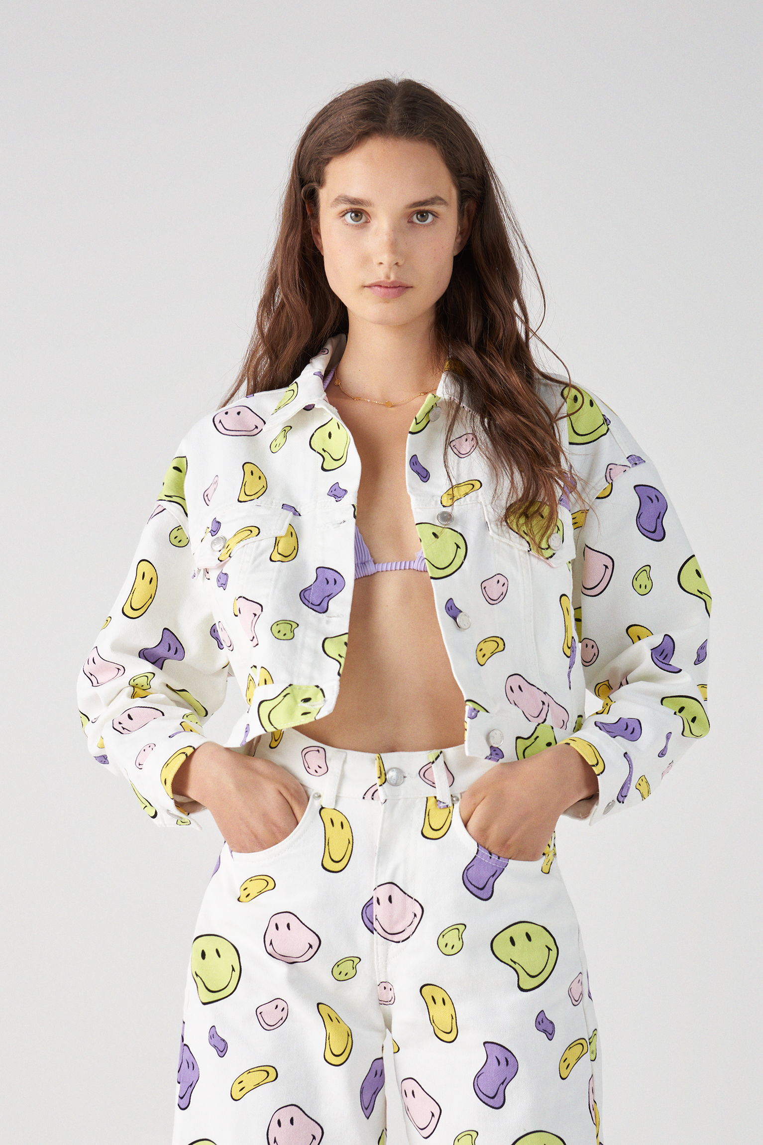 Oversize Smiley face denim jacket 