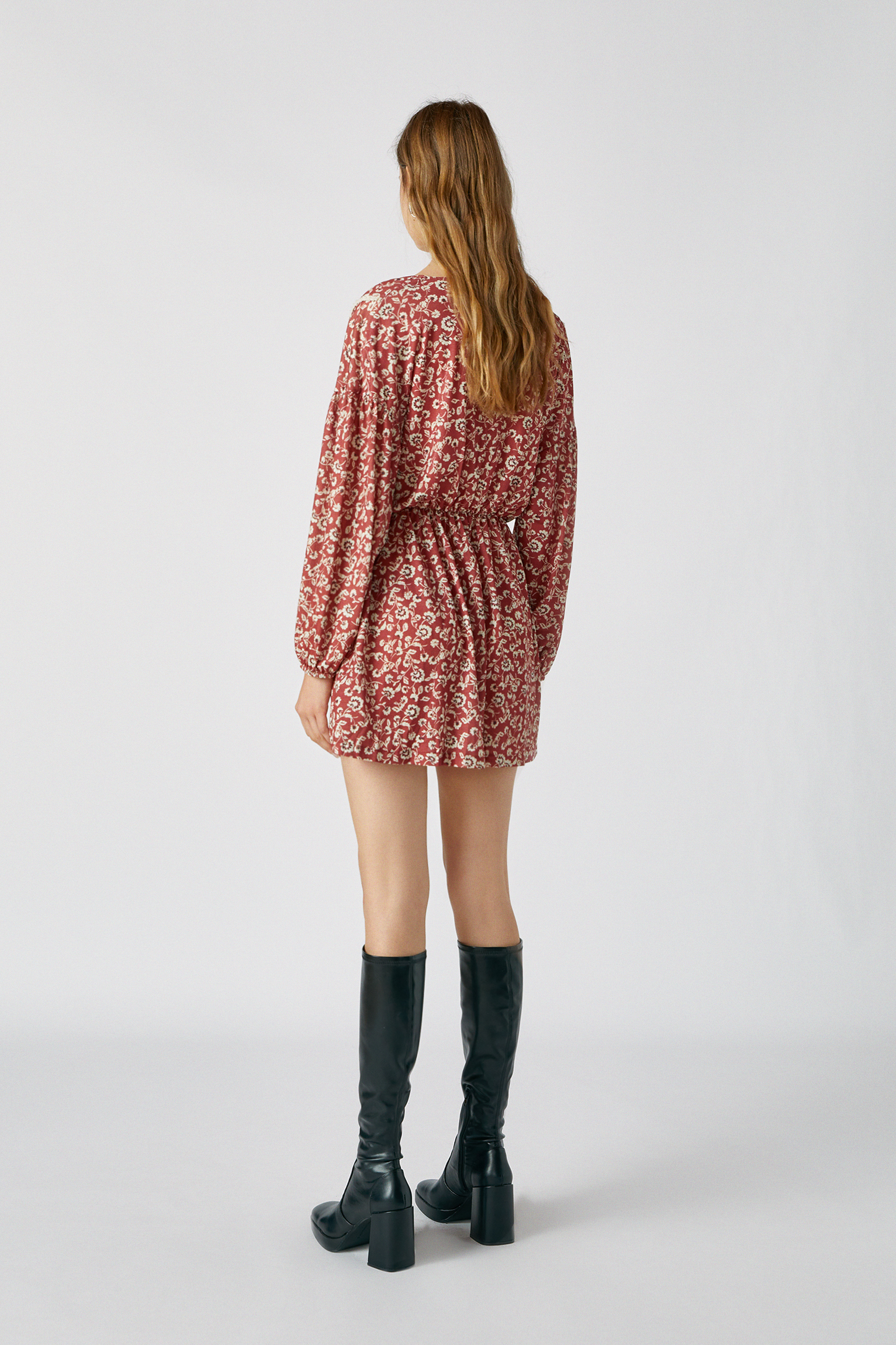 long sleeve dress with knee high boots