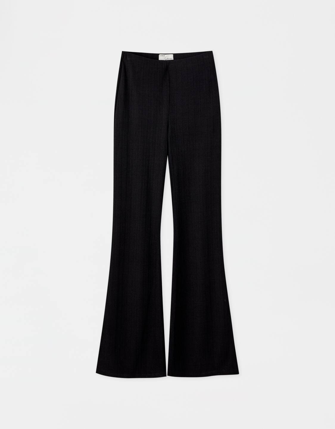 Ribbed Black Flared Trousers Pull Bear