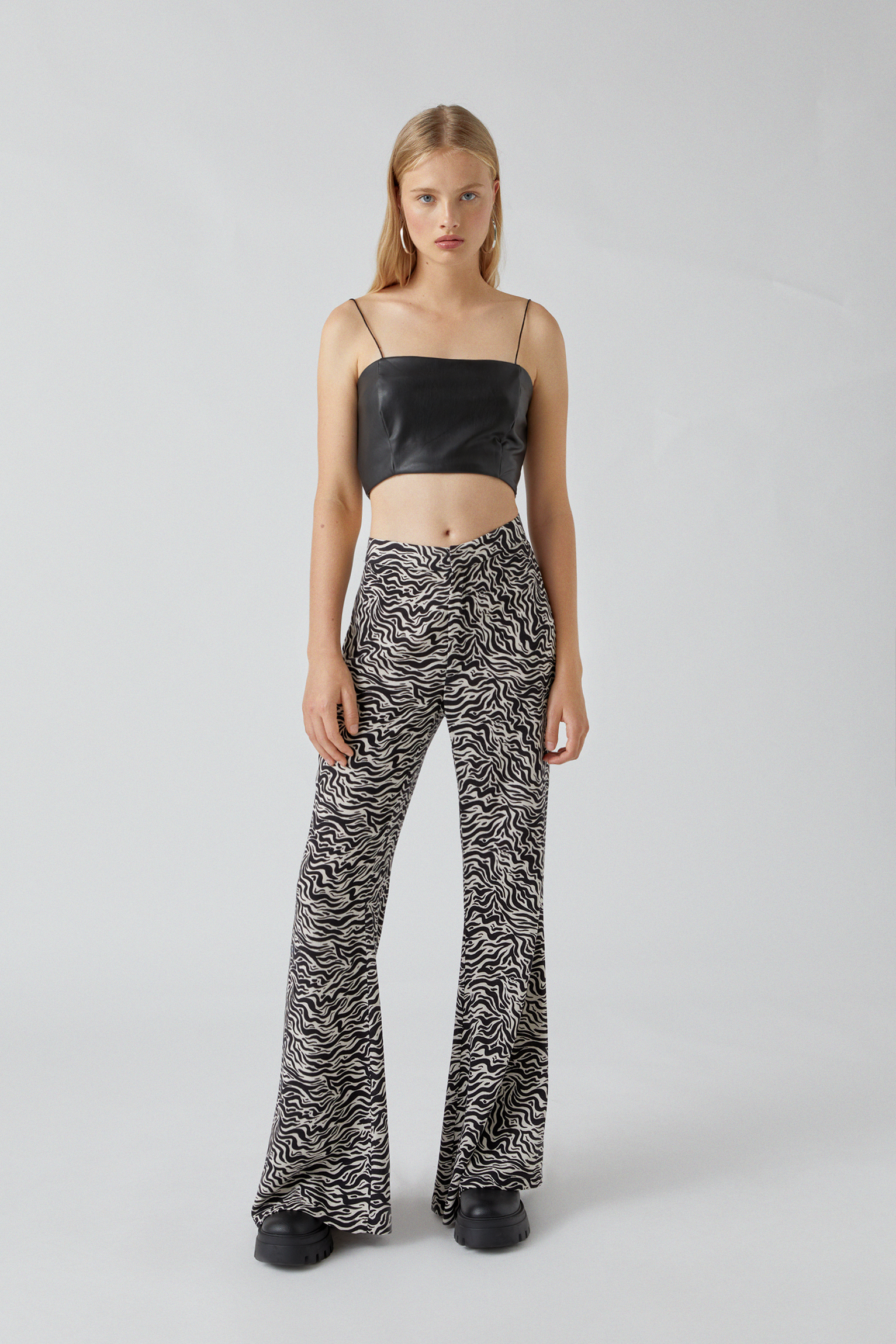 zebra flare pants