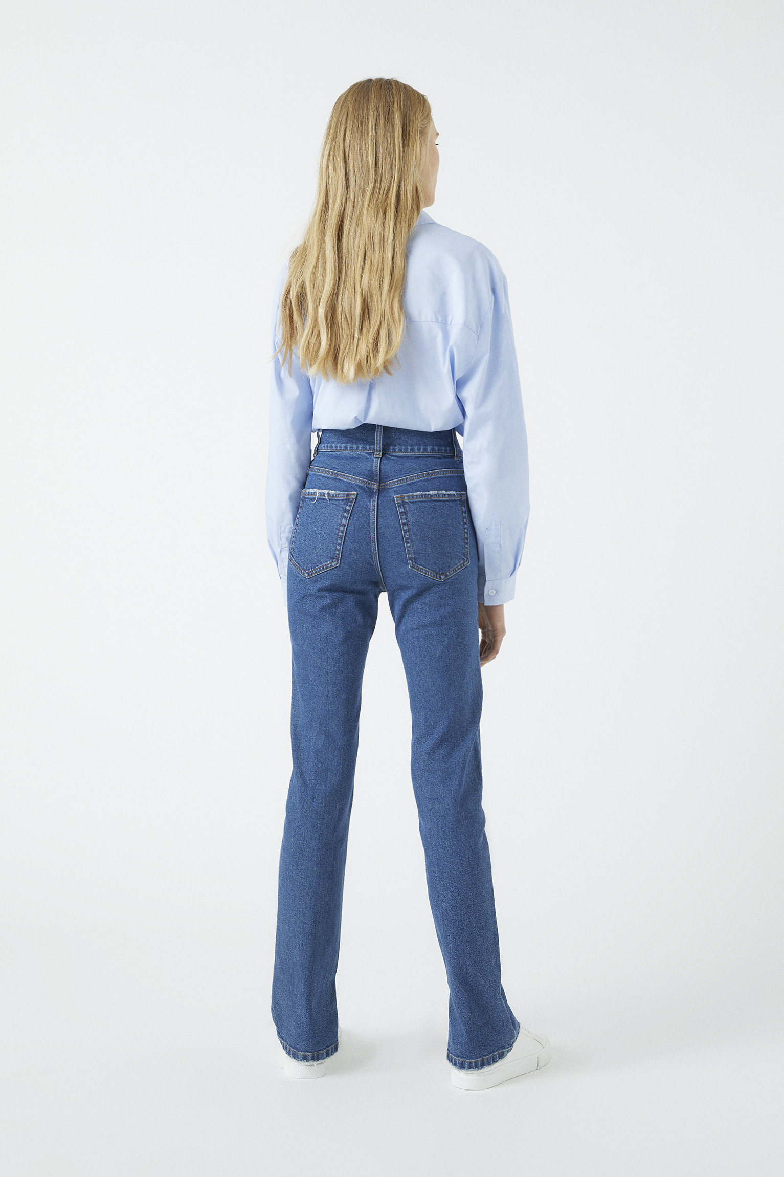 high waisted jeans double button
