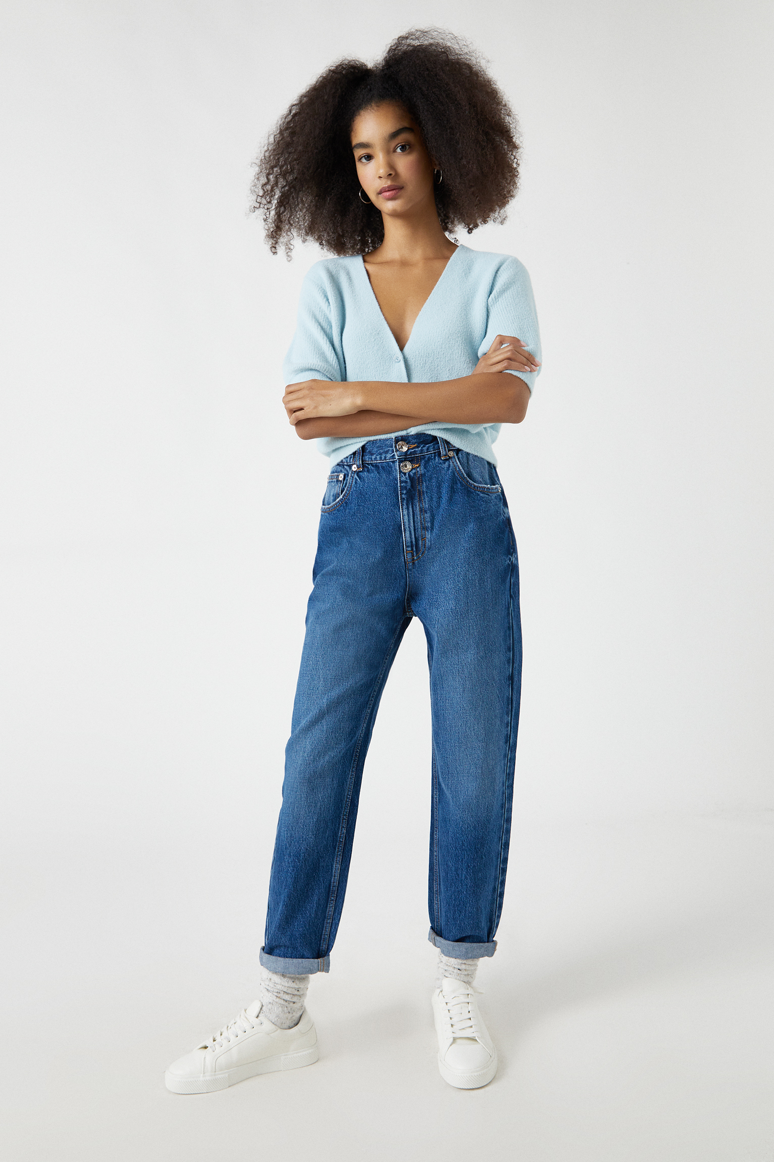 blue jeans with stretch waistband