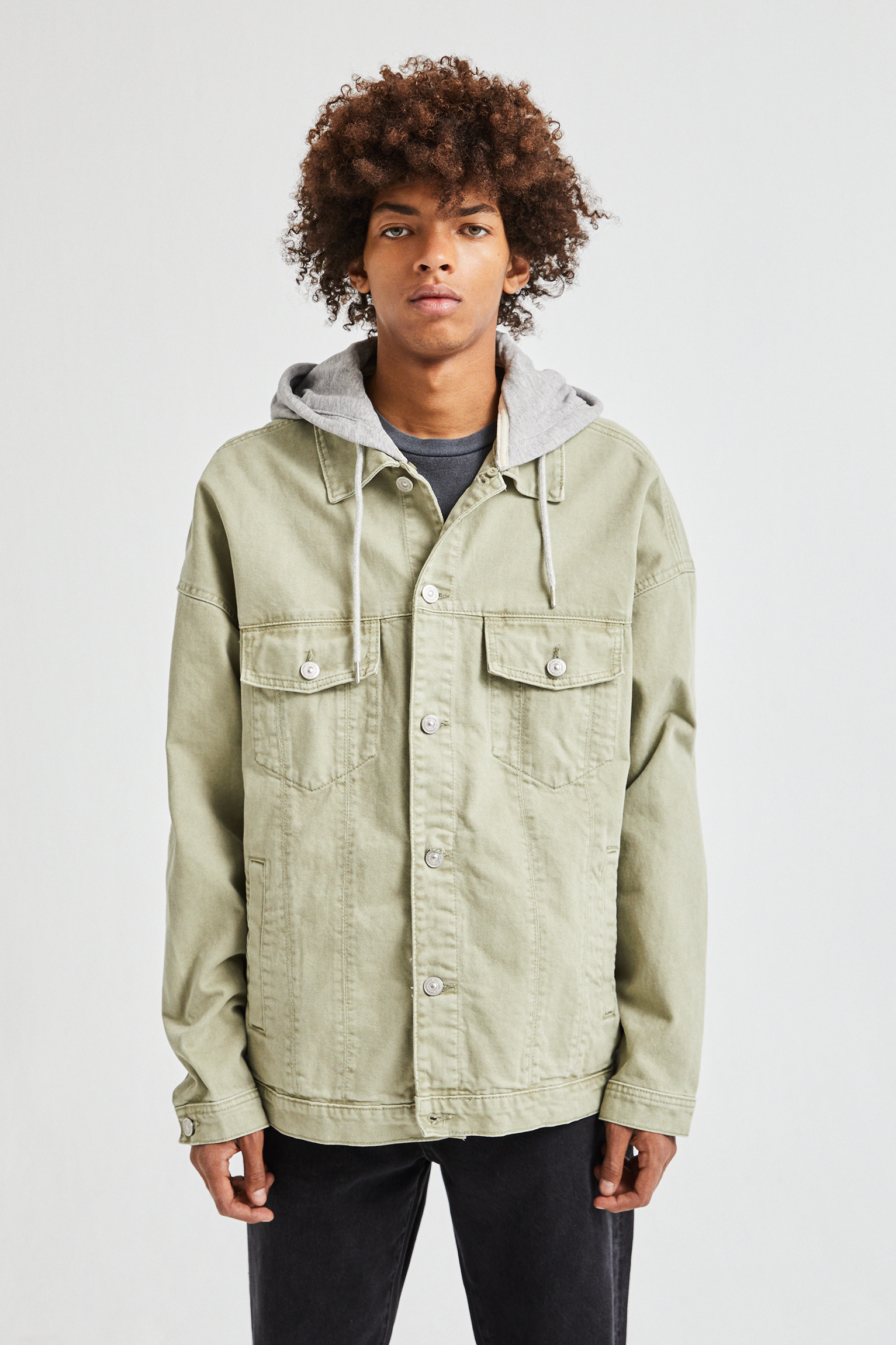 pull&bear denim jacket in khaki