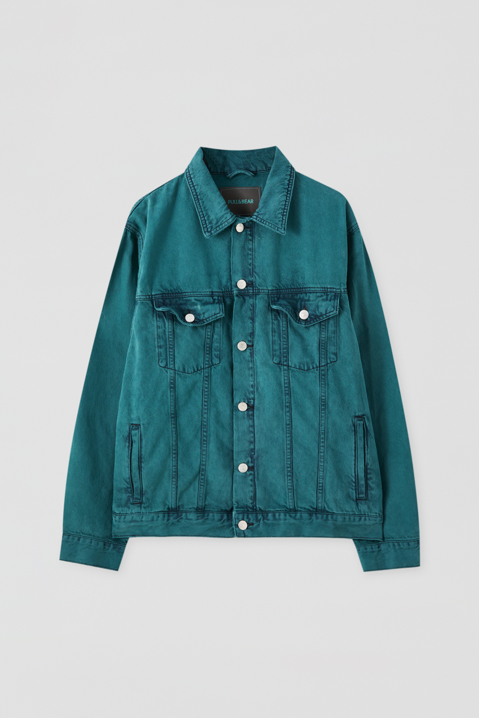 pull and bear long denim jacket