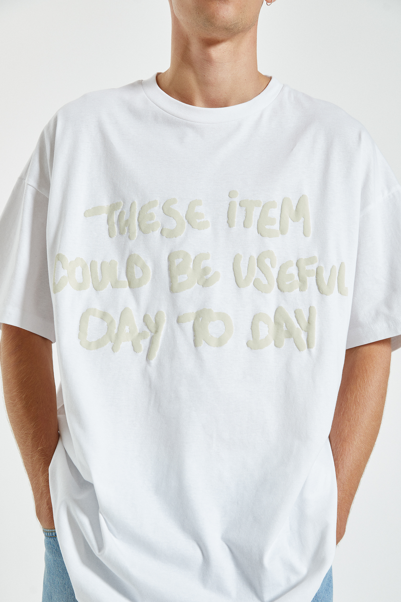 baggy slogan t shirt