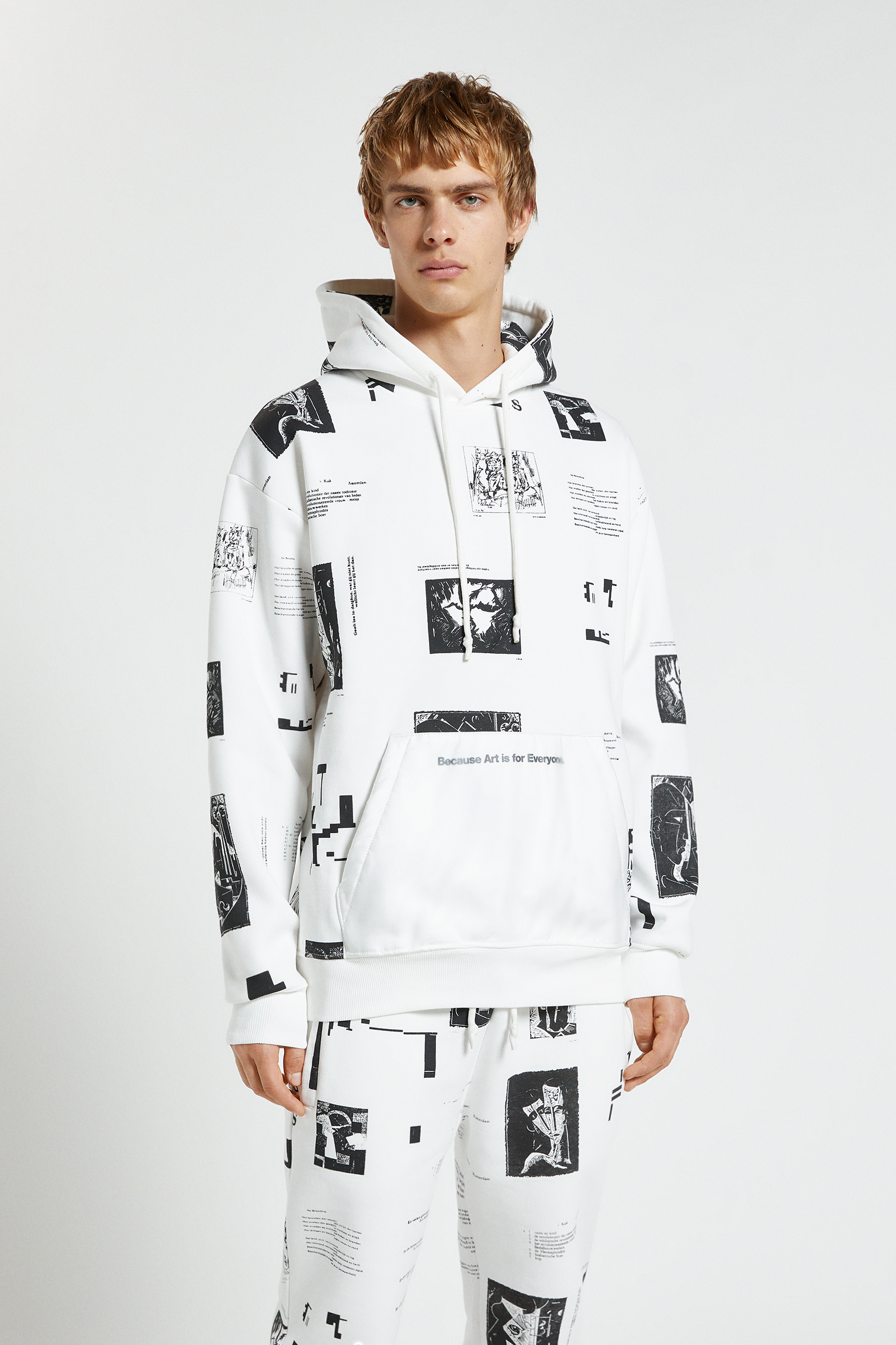 pull and bear hoodie white