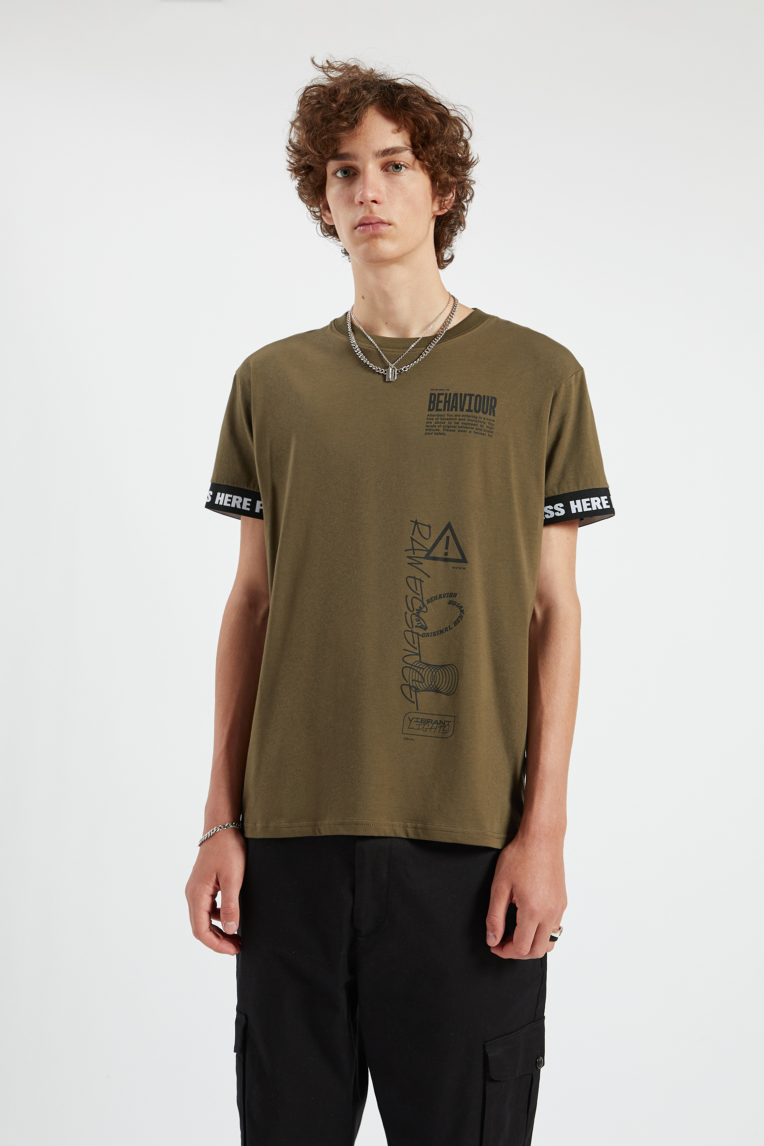 khaki muscle fit t shirt