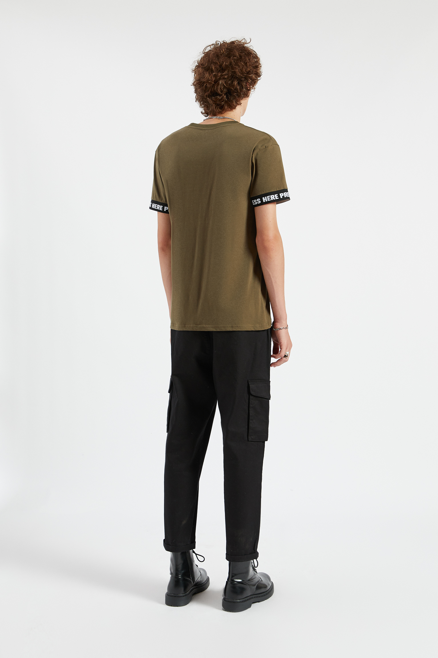 khaki muscle fit t shirt