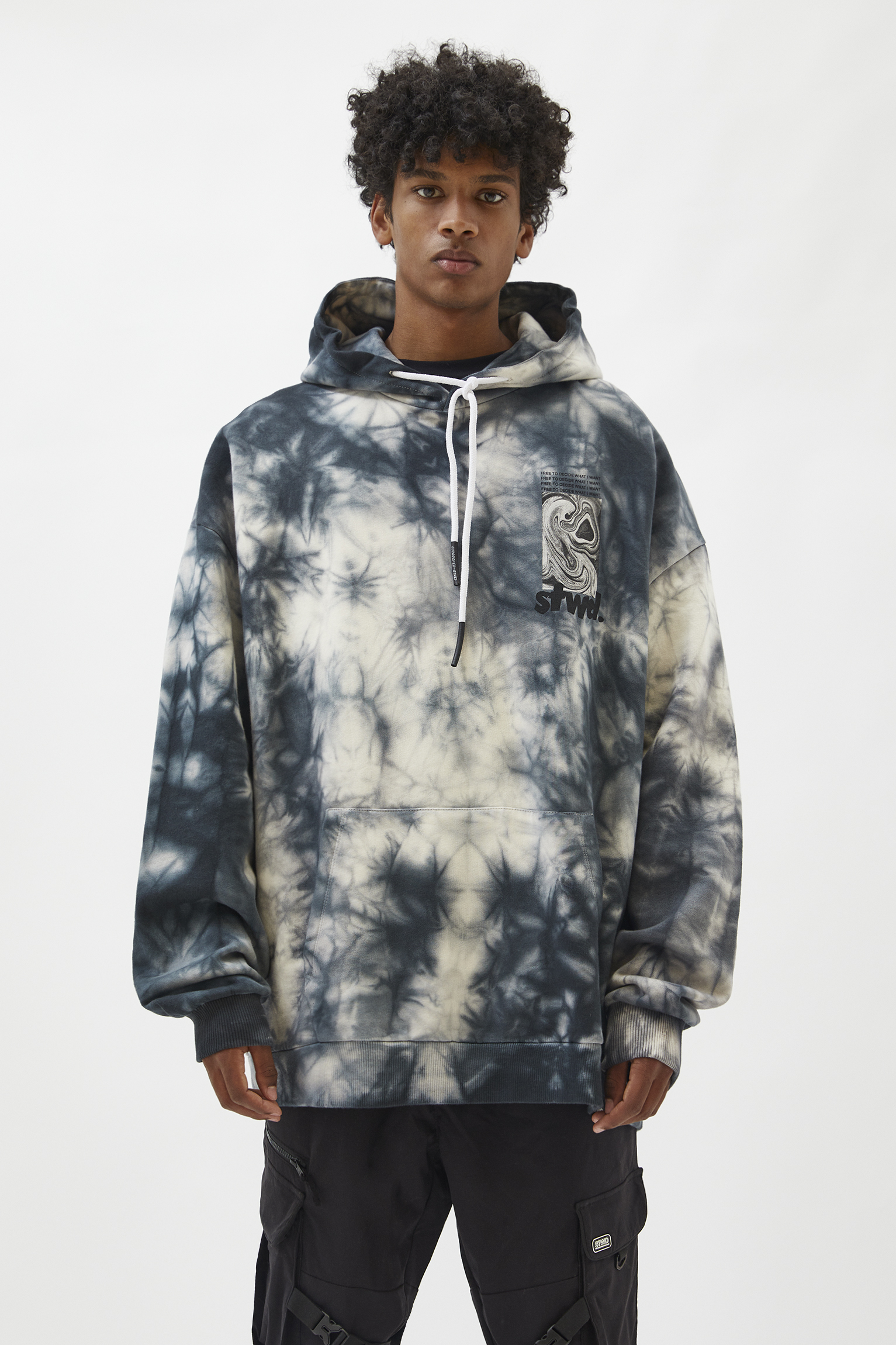 tie dye on grey hoodie