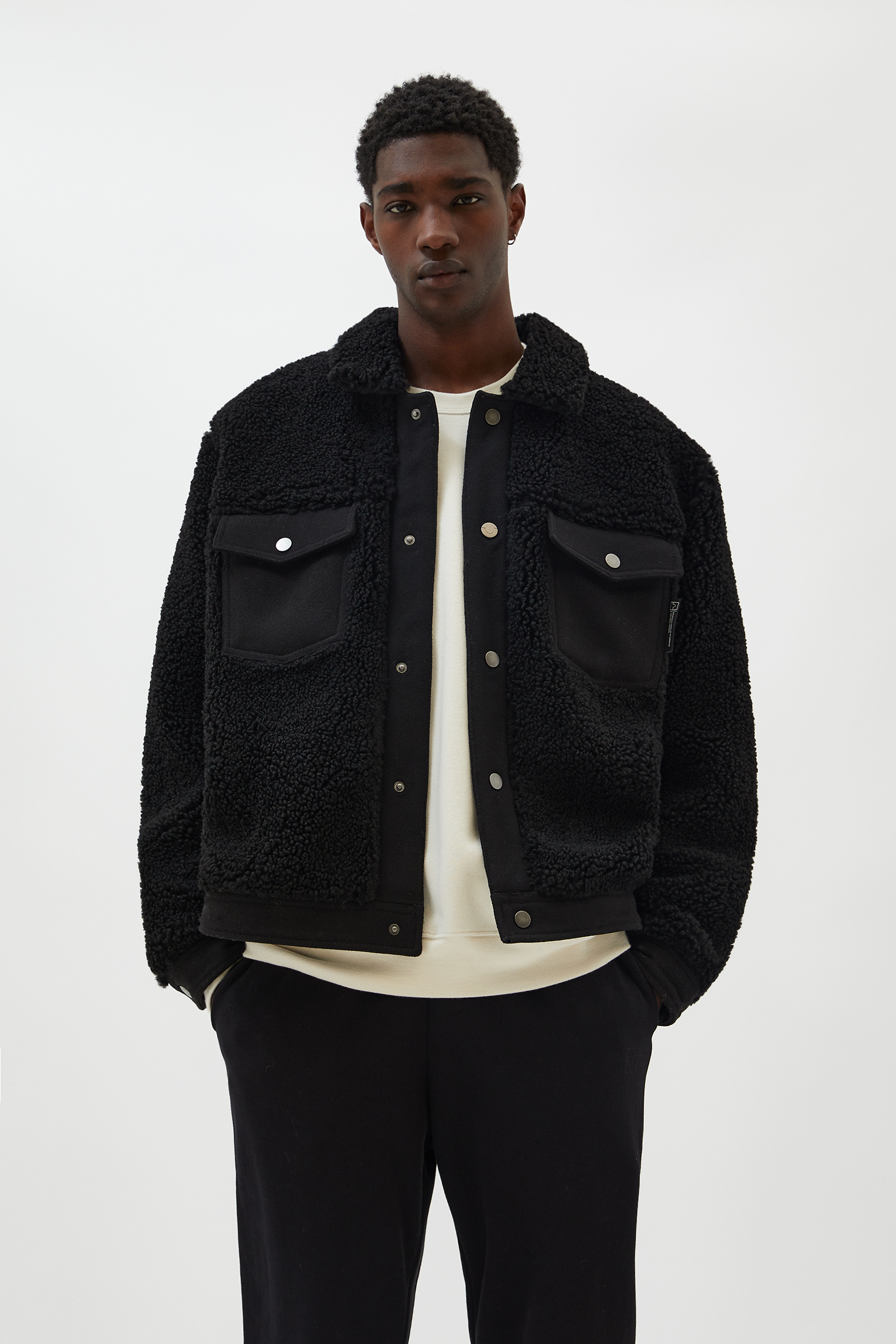 Black Teddy Trucker Jacket Hot Sale, 56 