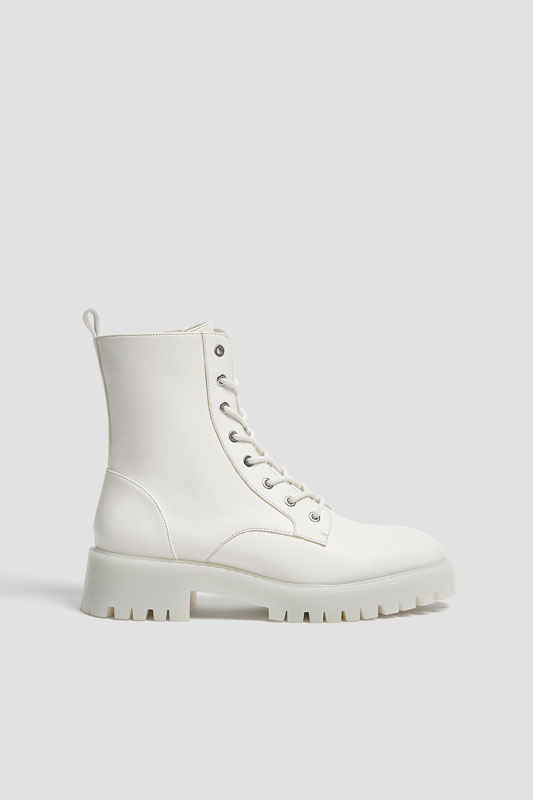 lace up white ankle boots