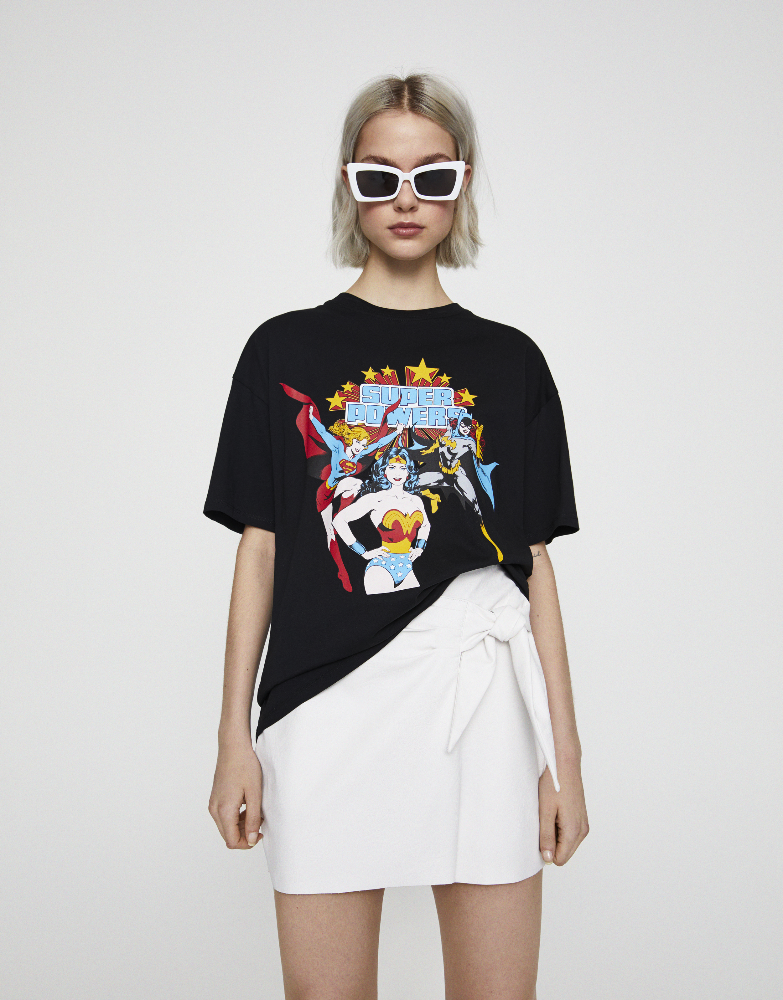 Tricou Negru Wonder Woman Pull Bear