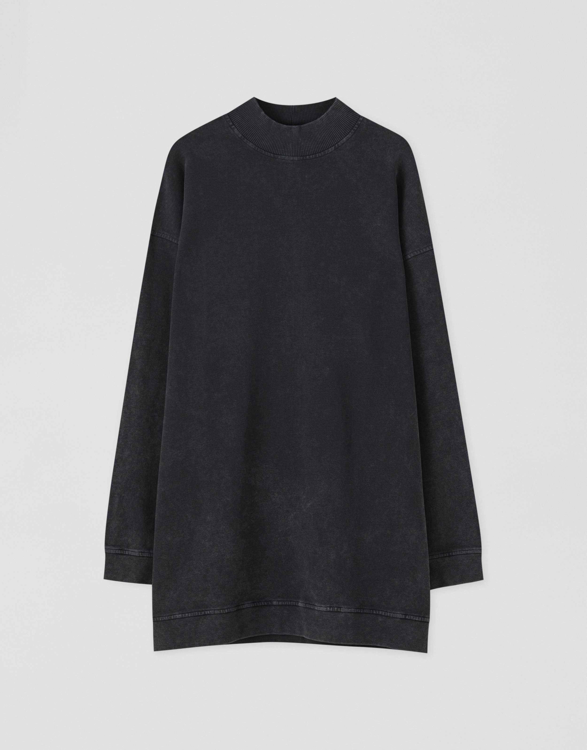 black mock neck sweatshirt