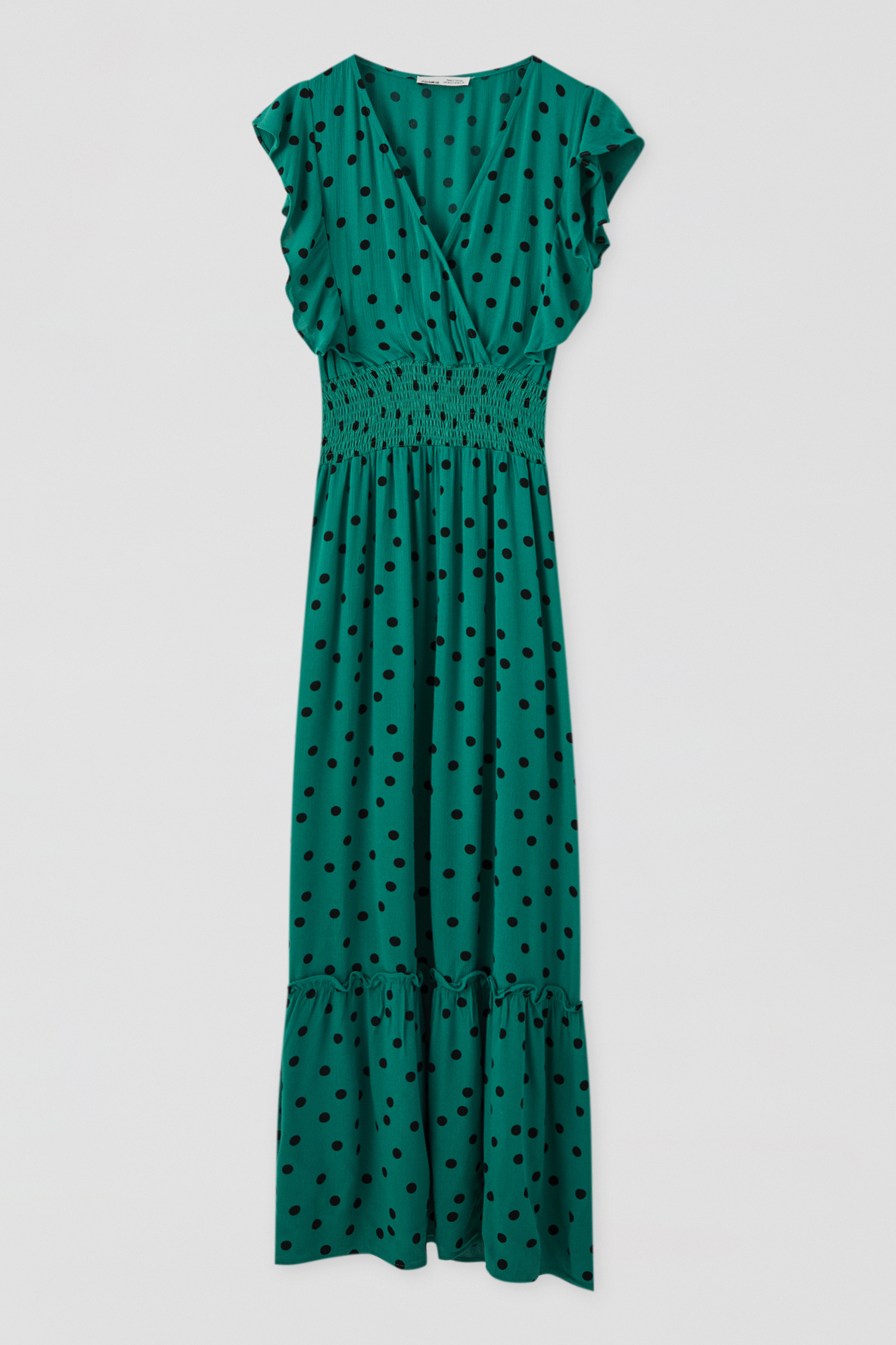 Groene Midi Jurk Met Stippen Pull Bear