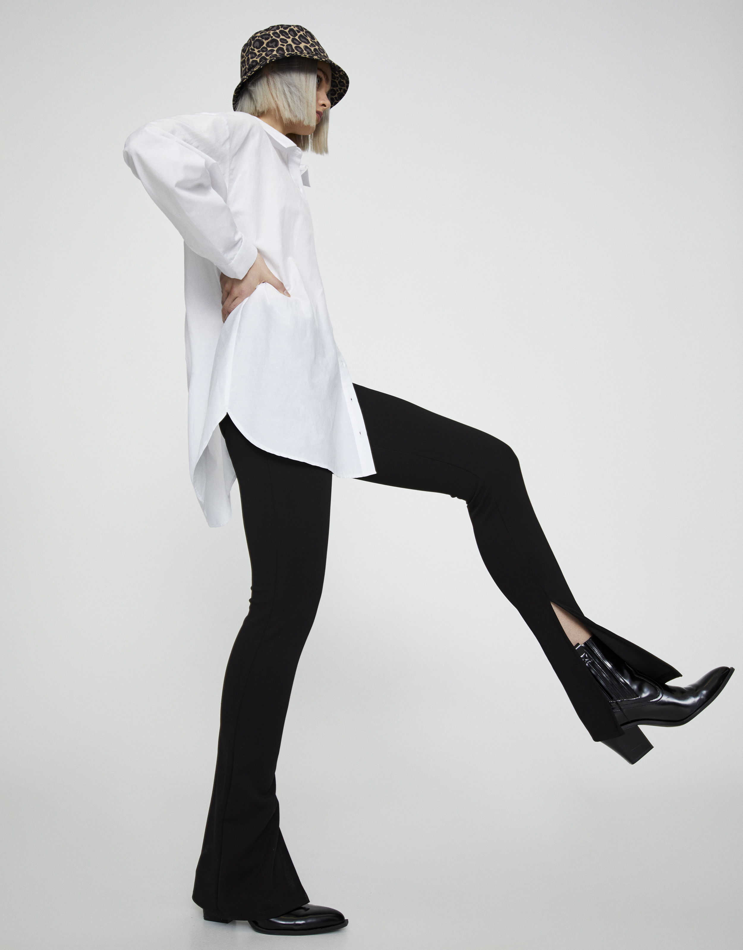 black flared leggings