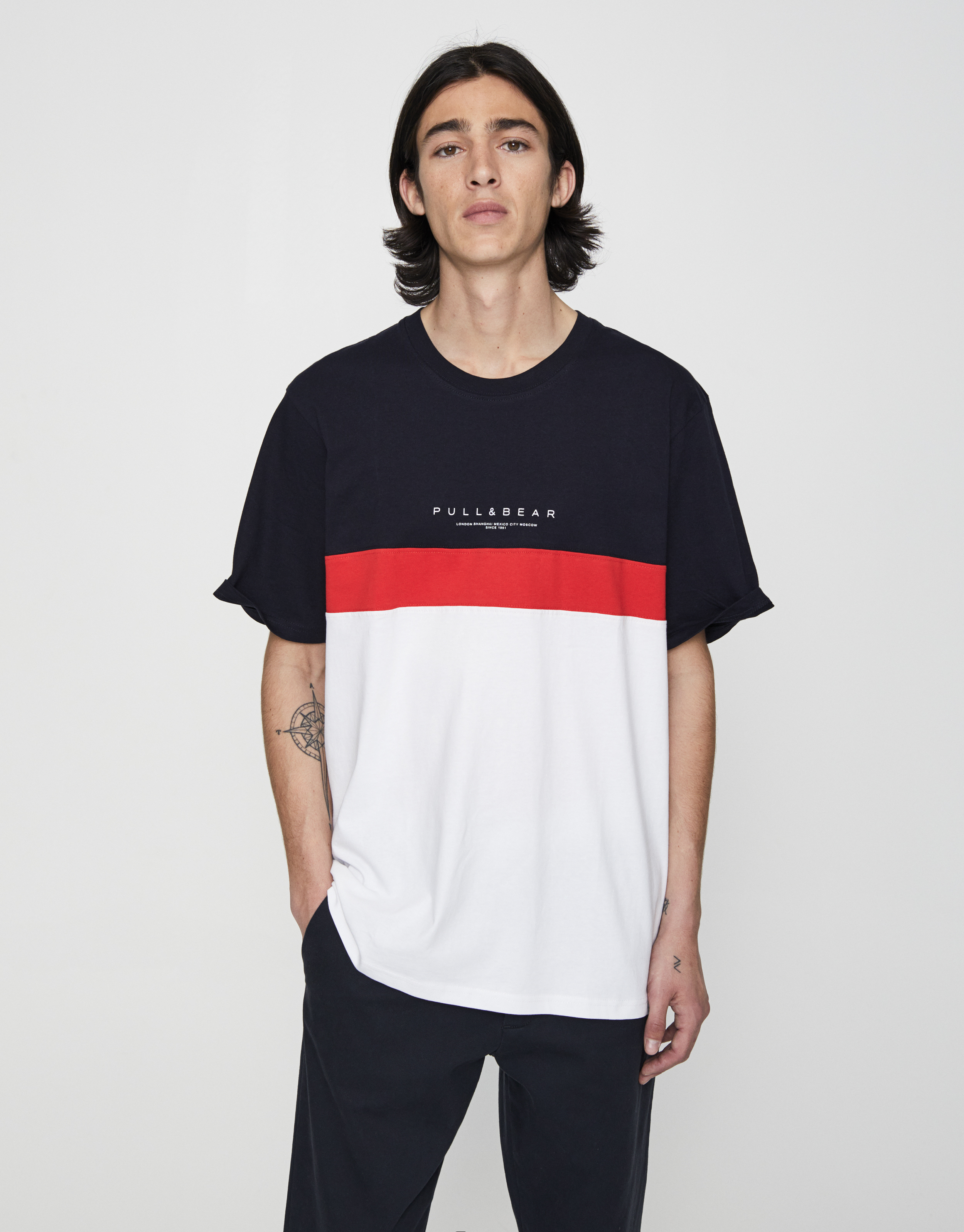 Basic colour block T-shirt with logo 